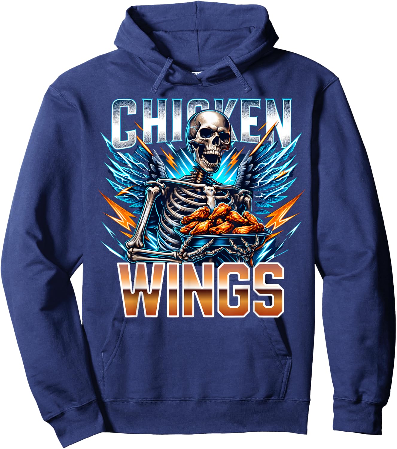 Wing Lover Bootleg Rap CDs Aesthetic Funny Chicken Skeleton Hoodie - Hoodie | Navy