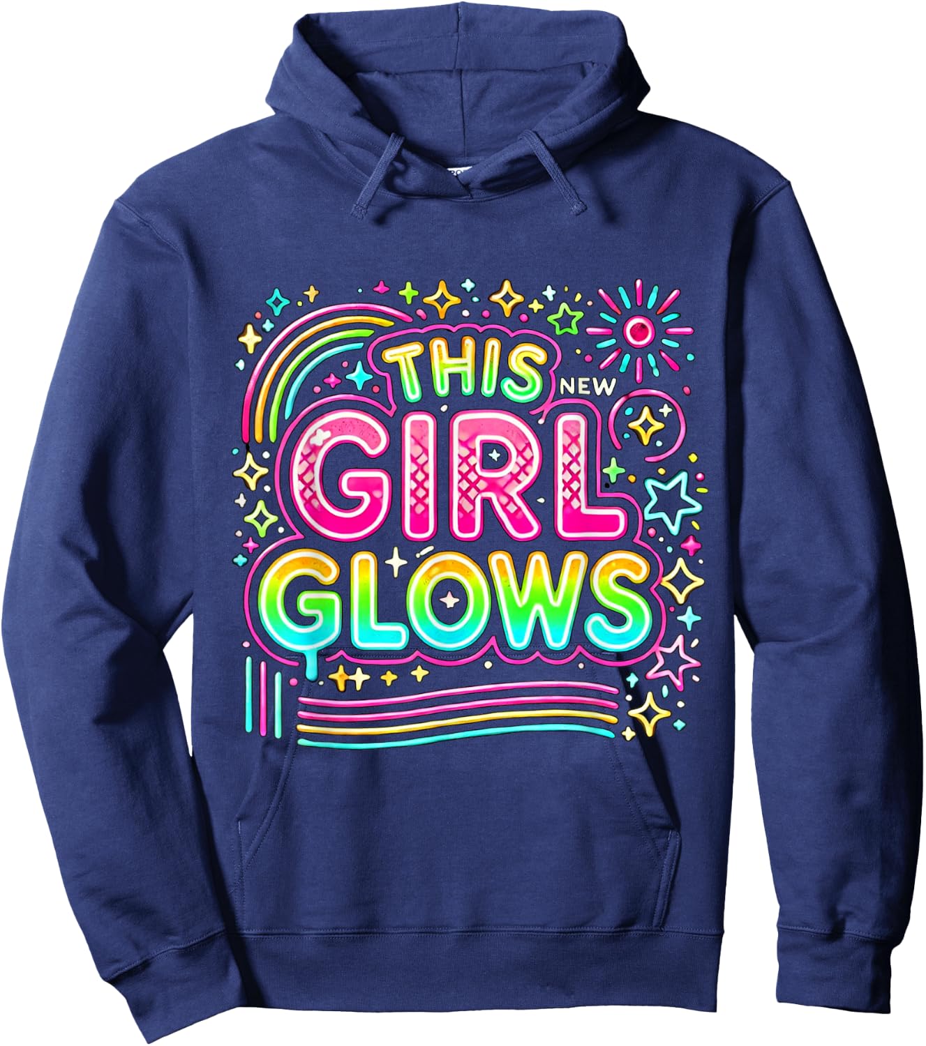 This Girl Glows For Kids Tie Dye Bright Color 80's And 90's Hoodie - Hoodie | Navy