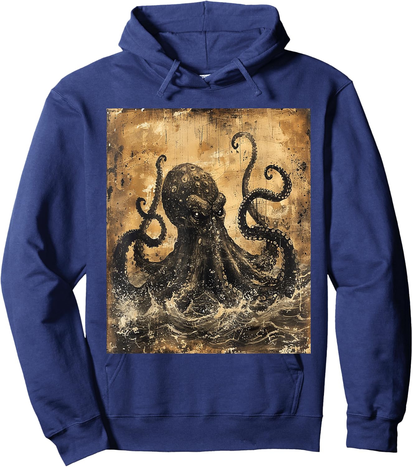Vintage Gothic Dark Kraken Cthulhu Octopus God Monster Art Hoodie - Hoodie | Navy