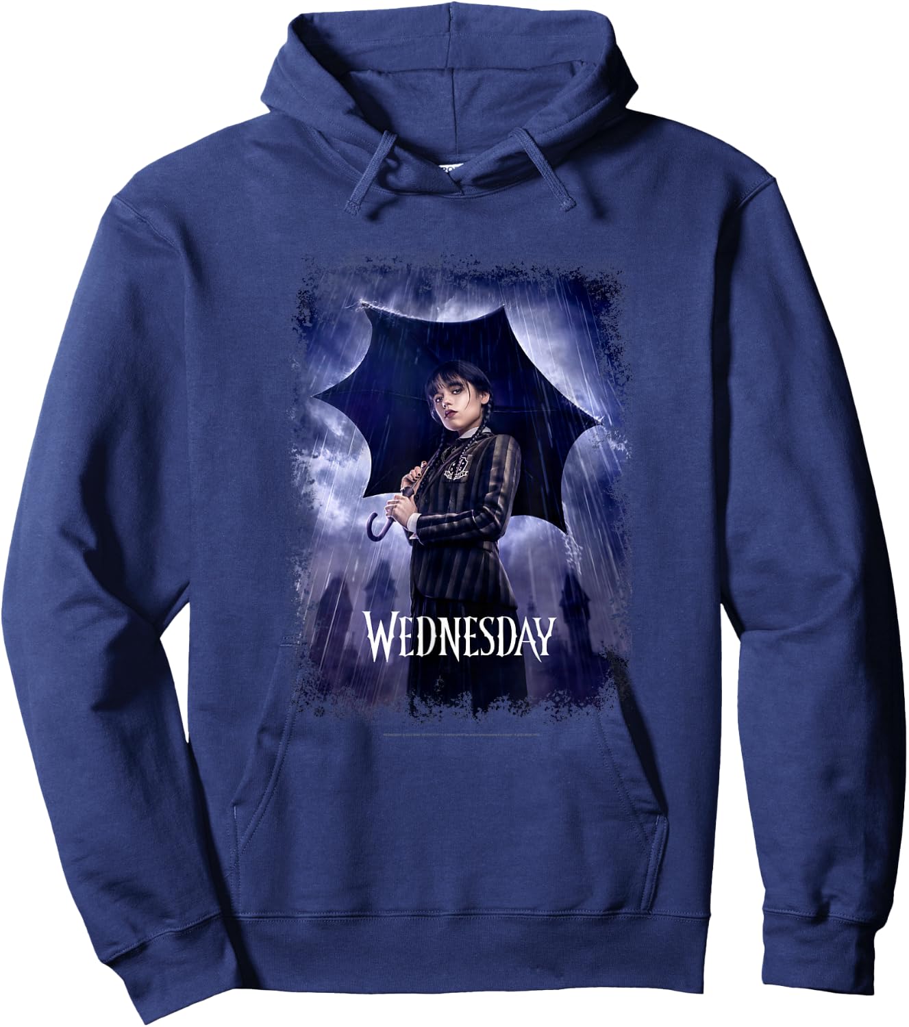 Wednesday Black Umbrella Under The Rain Real Photo Portrait Hoodie - Hoodie | Navy