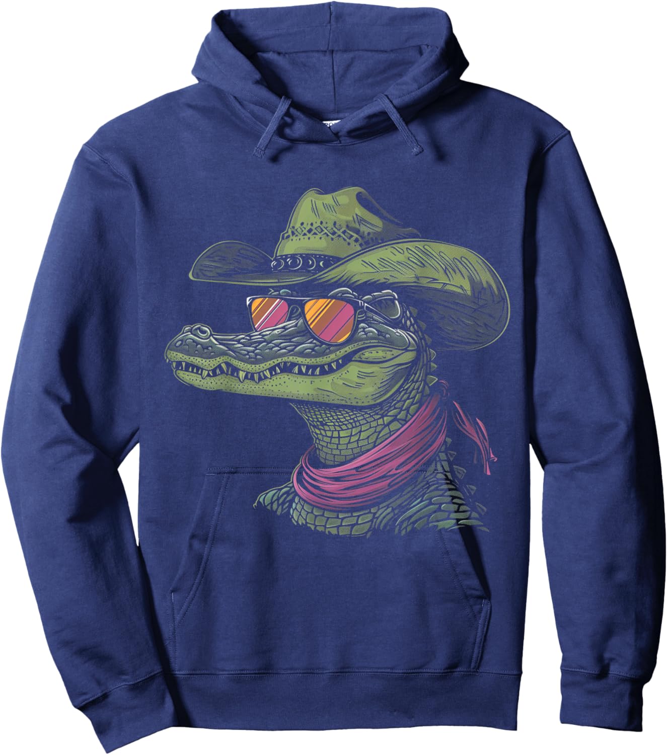 Alligator Cowboy Hat Gator Crocodile Reptile Lover Funny Hoodie - Hoodie | Navy