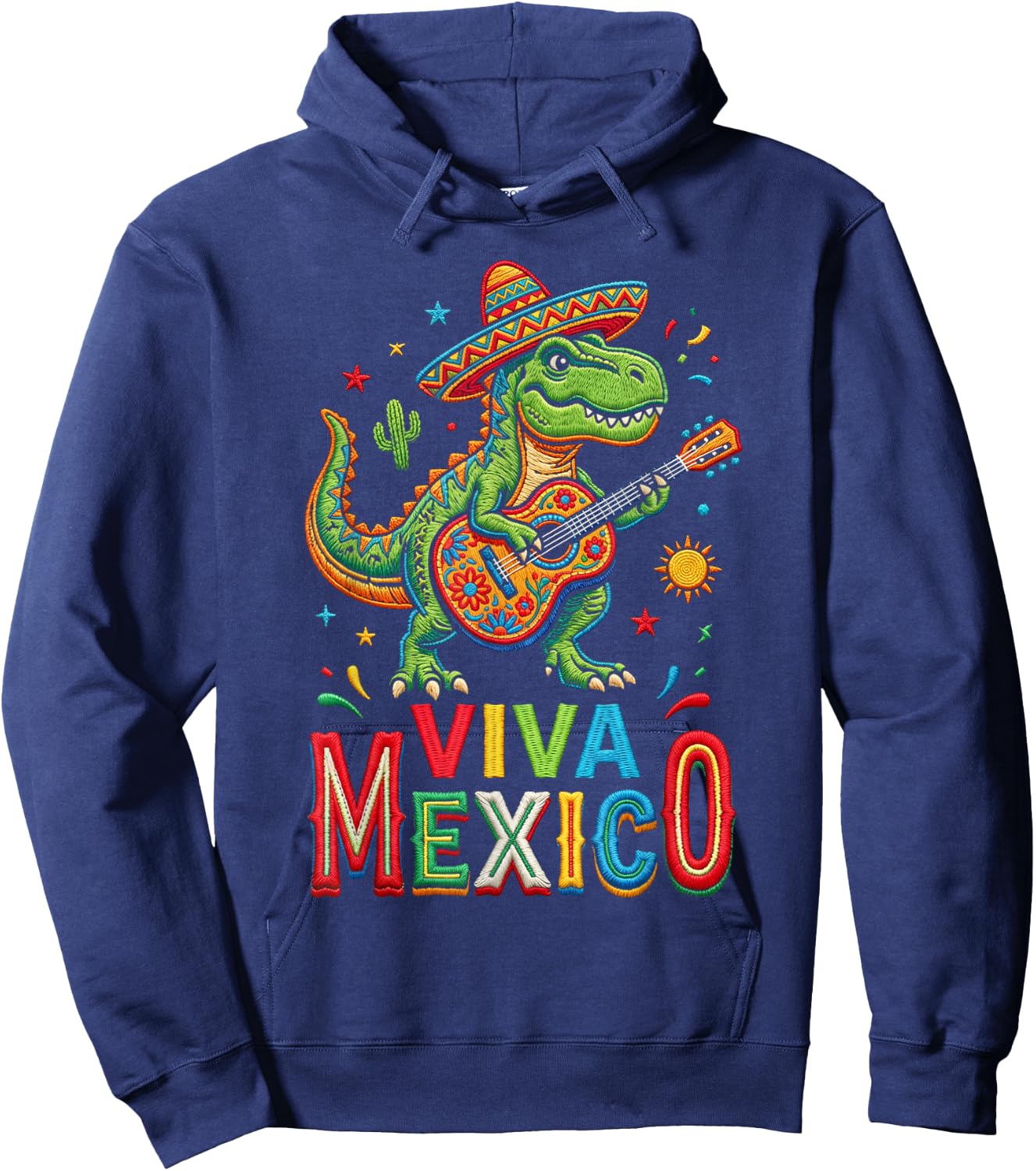 Viva Mexico Boy Dinosaur Mexican Independence Day Kids Hoodie - Hoodie | Navy
