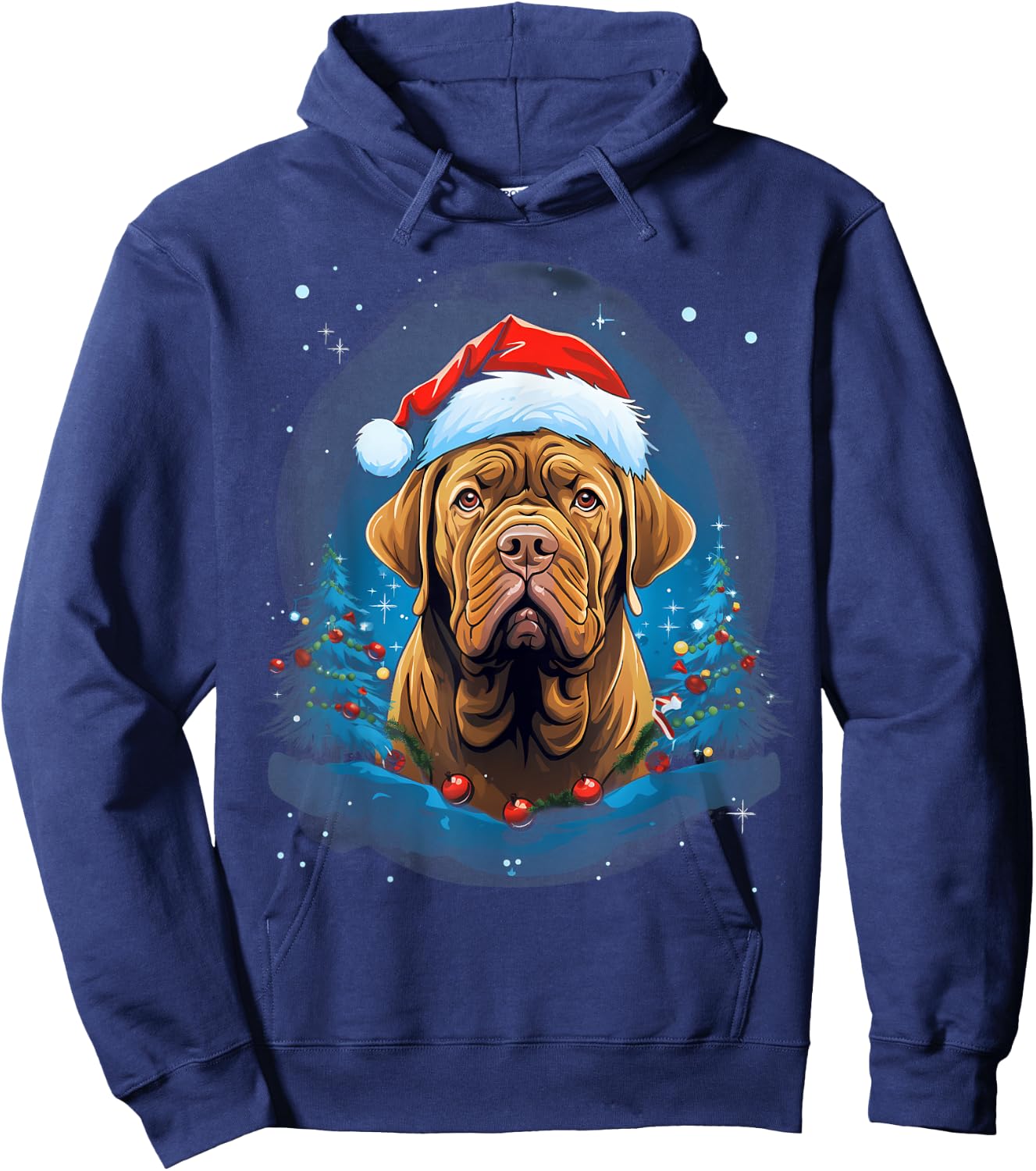 Xmas French Mastiff Dog Christmas Women Kids Hoodie - Hoodie | Navy