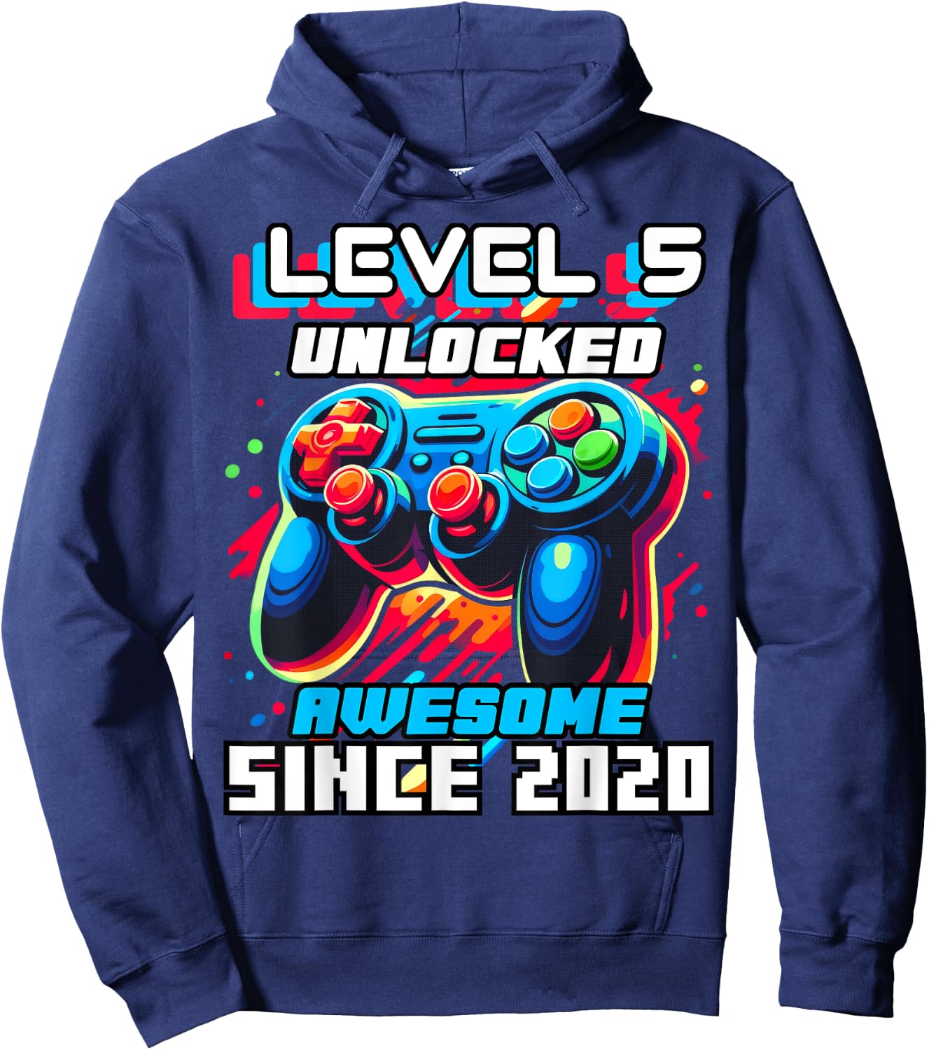 5th Birthday Boy Level 5 Gamer 5 Year Video Game Party Hoodie - Hoodie | Navy