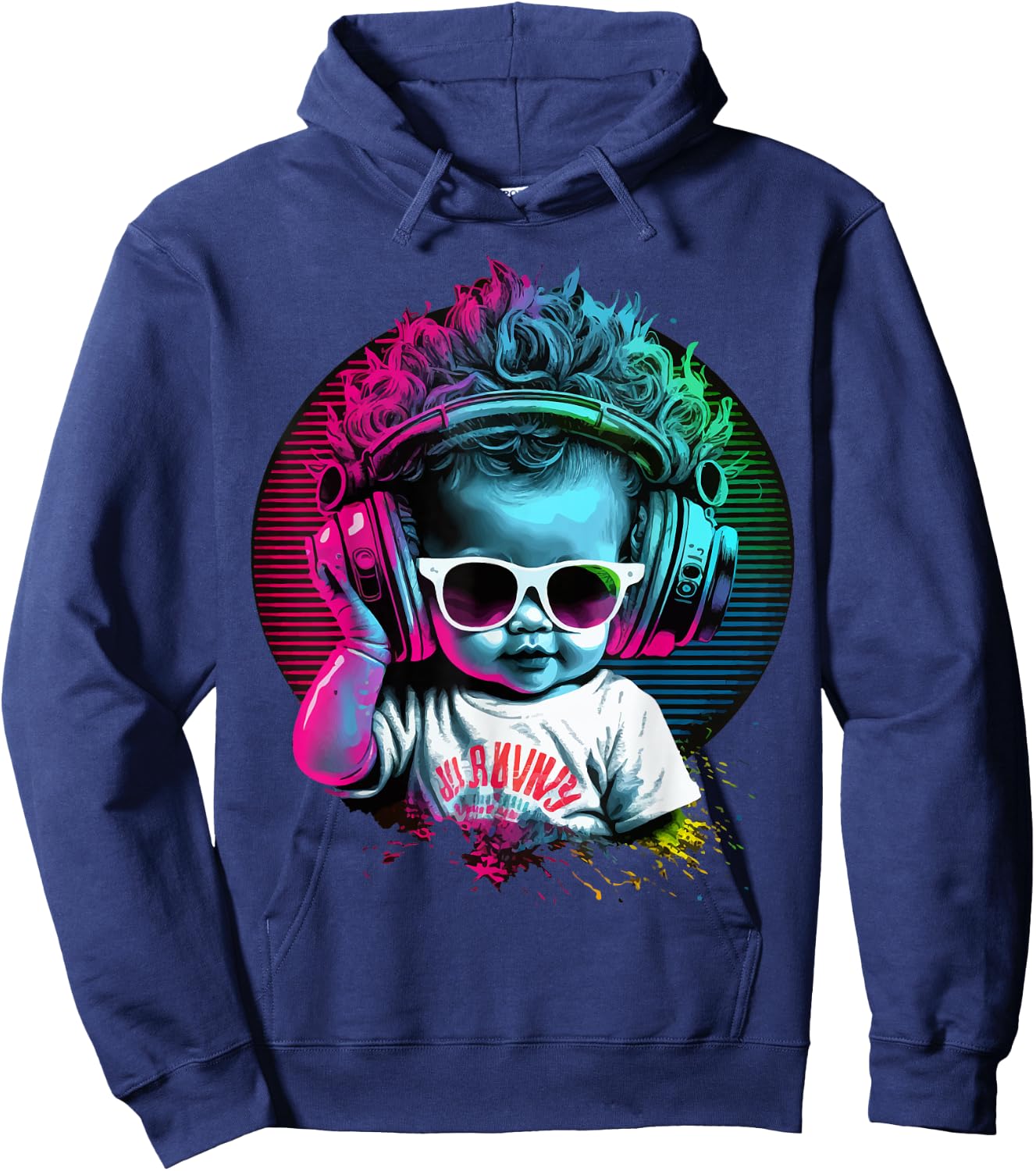 Baby DJ, design, music fun, mix and radio, rock festival Hoodie - Hoodie | Navy