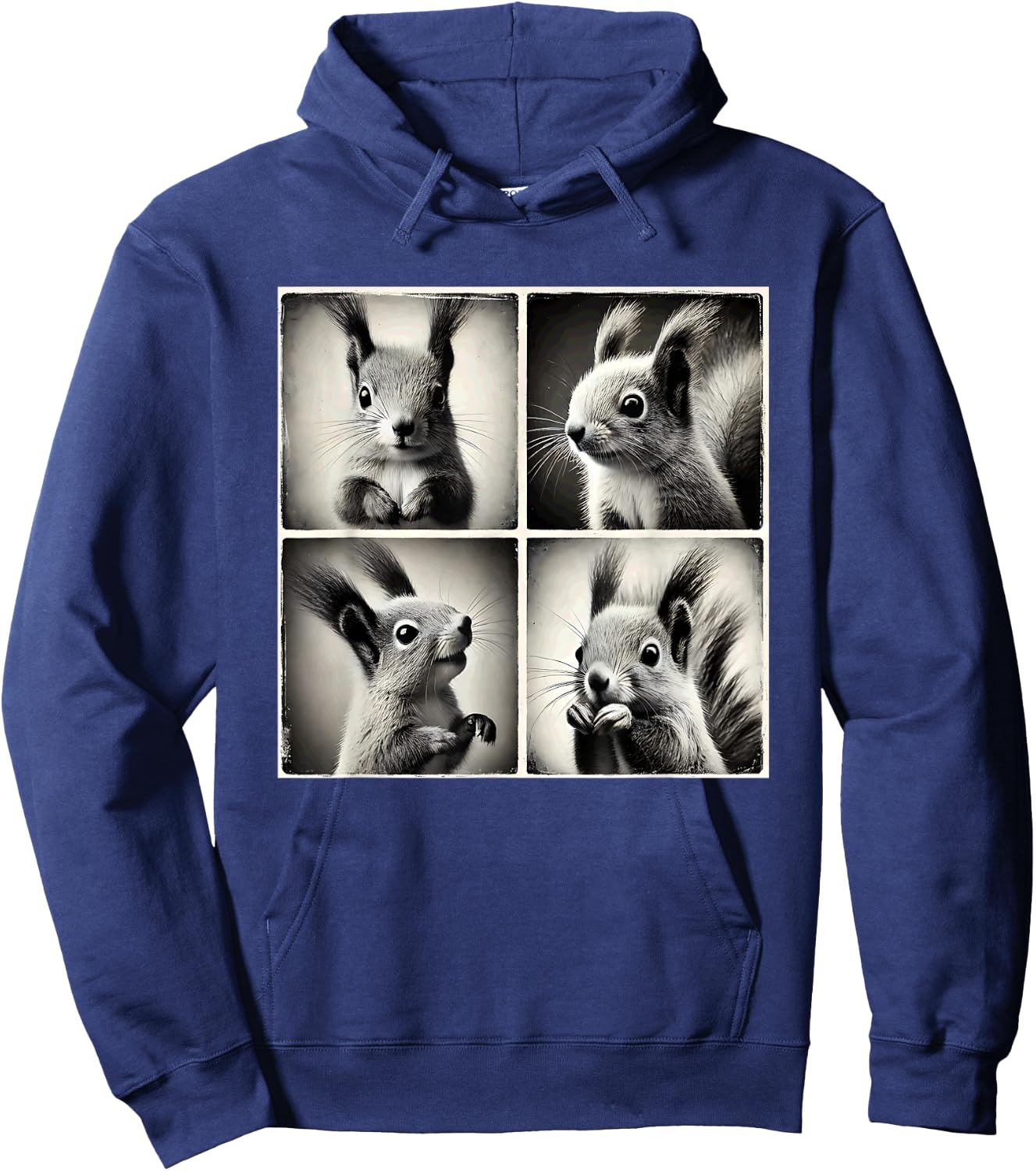 Squirrel Selfie Funny Cute Meme Art Vintage Animal Lover Hoodie - Hoodie | Navy