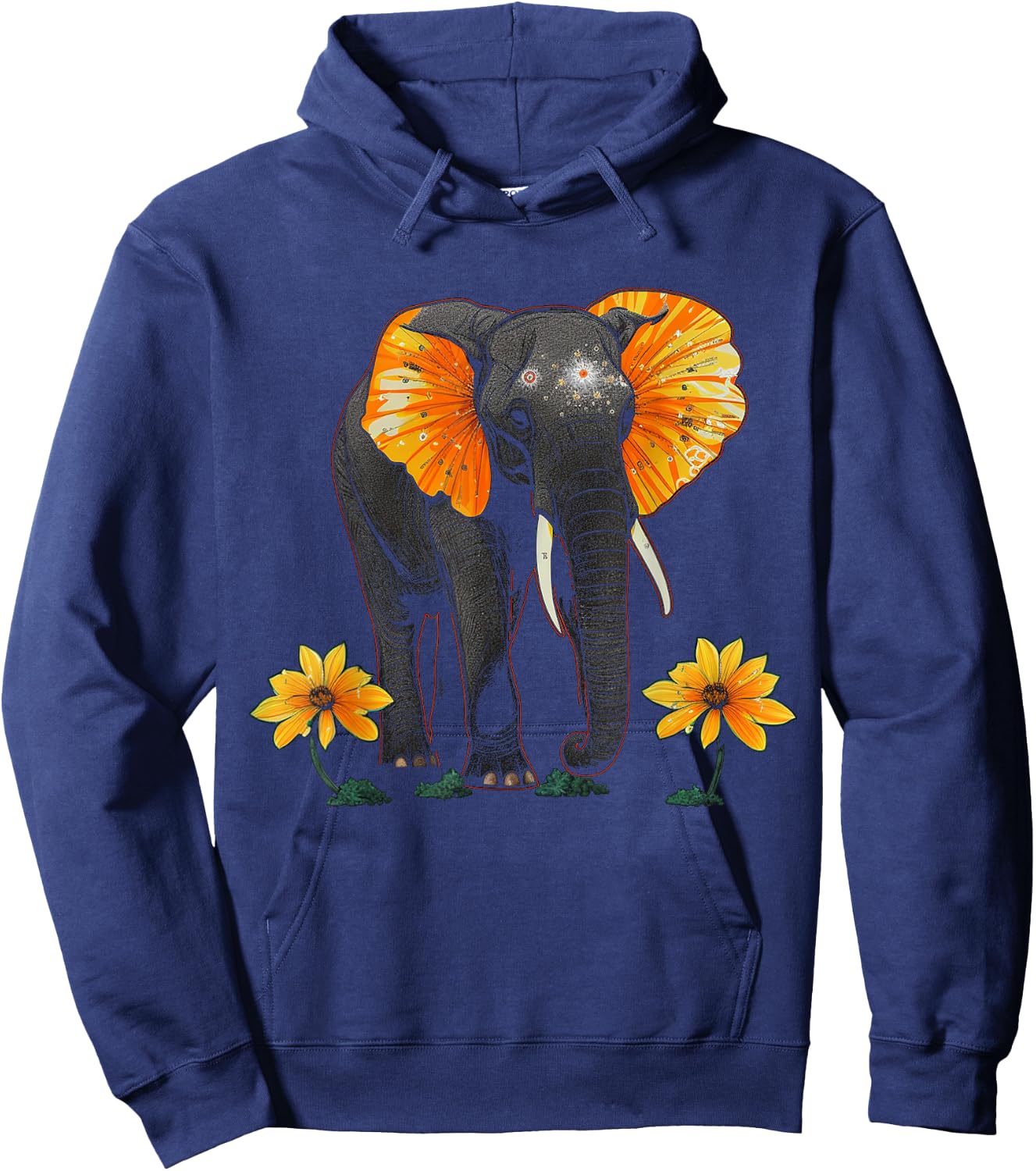 Elephant Animal Africa Art Flowers Elephant Hoodie - Hoodie | Navy