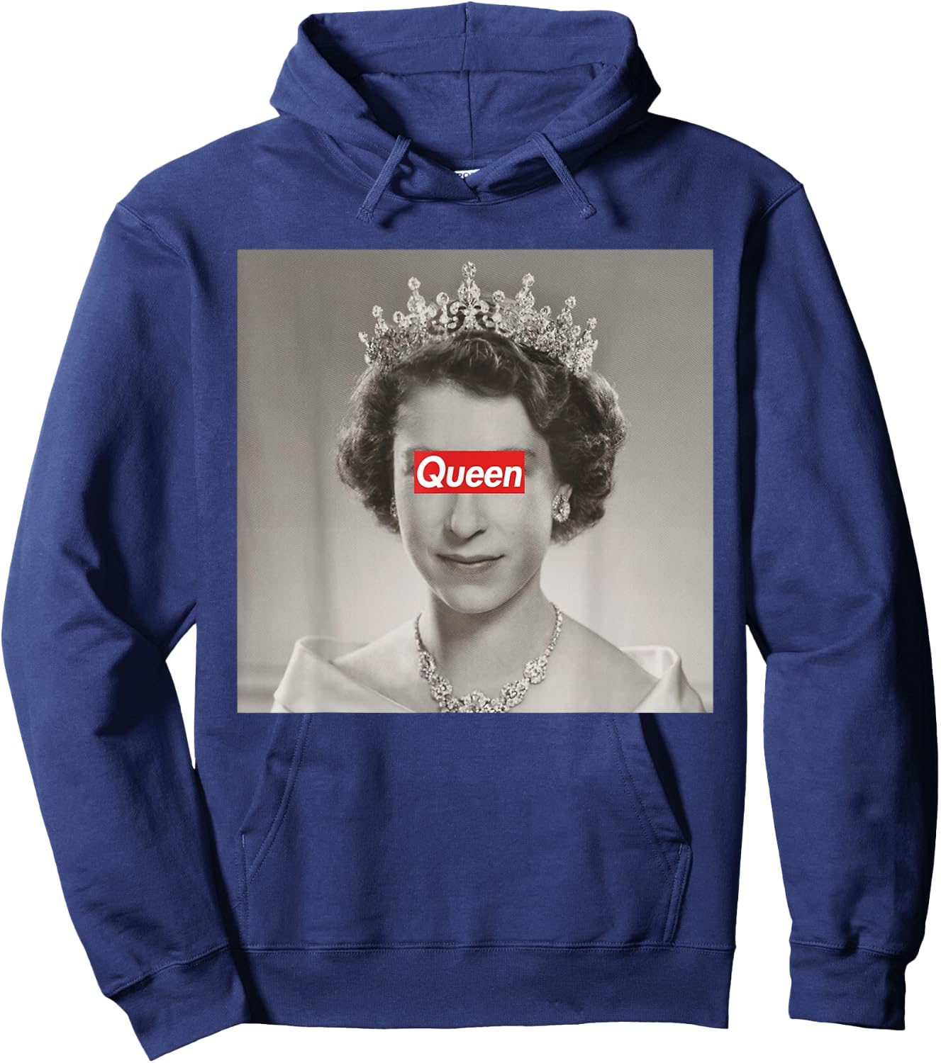 Queen II Elizabeth England Queen of England , black Hoodie - Hoodie | Navy