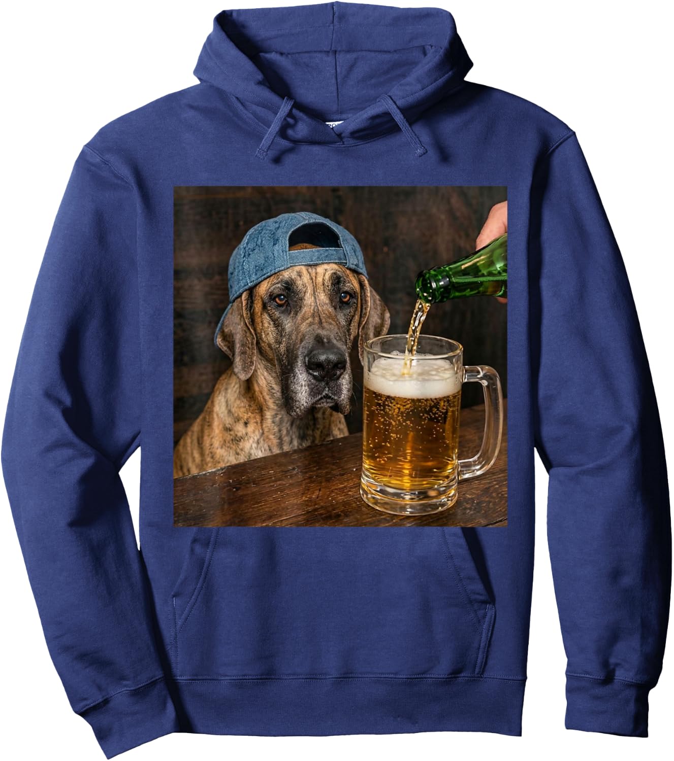 Great Dane Drinking Beer Funny Great Dane Dog Meme Hoodie - Hoodie | Navy