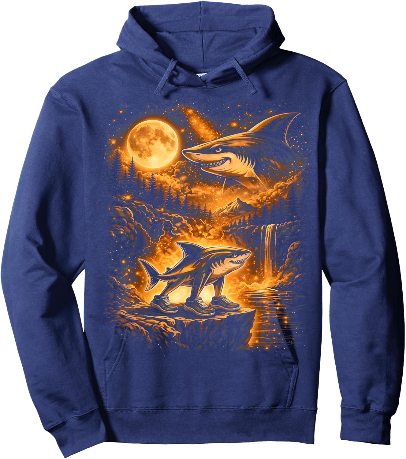 Vintage Moonlight Tralalero Tralala Brainrot Gifts for Kids Hoodie - Hoodie | Navy
