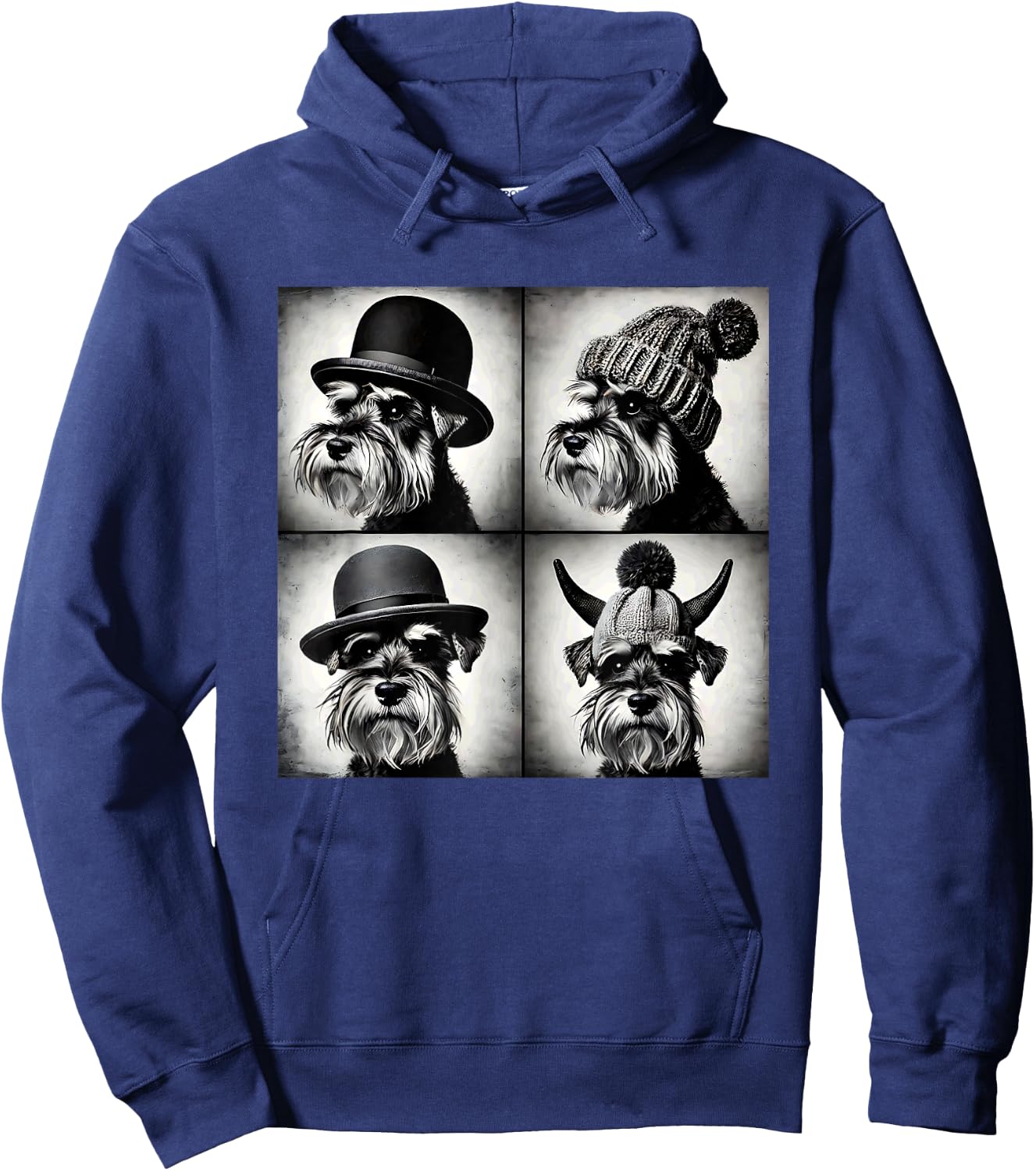 Mini Schnauzer Selfie Hats: Funny Cute Meme Art Hoodie - Hoodie | Navy