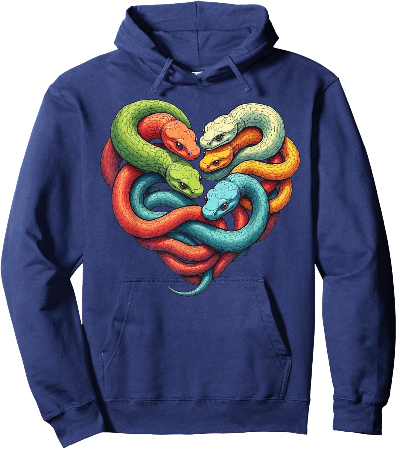 Rainbow Snake Heart Colorful Serpents Art Lover Python Hoodie - Hoodie | Navy