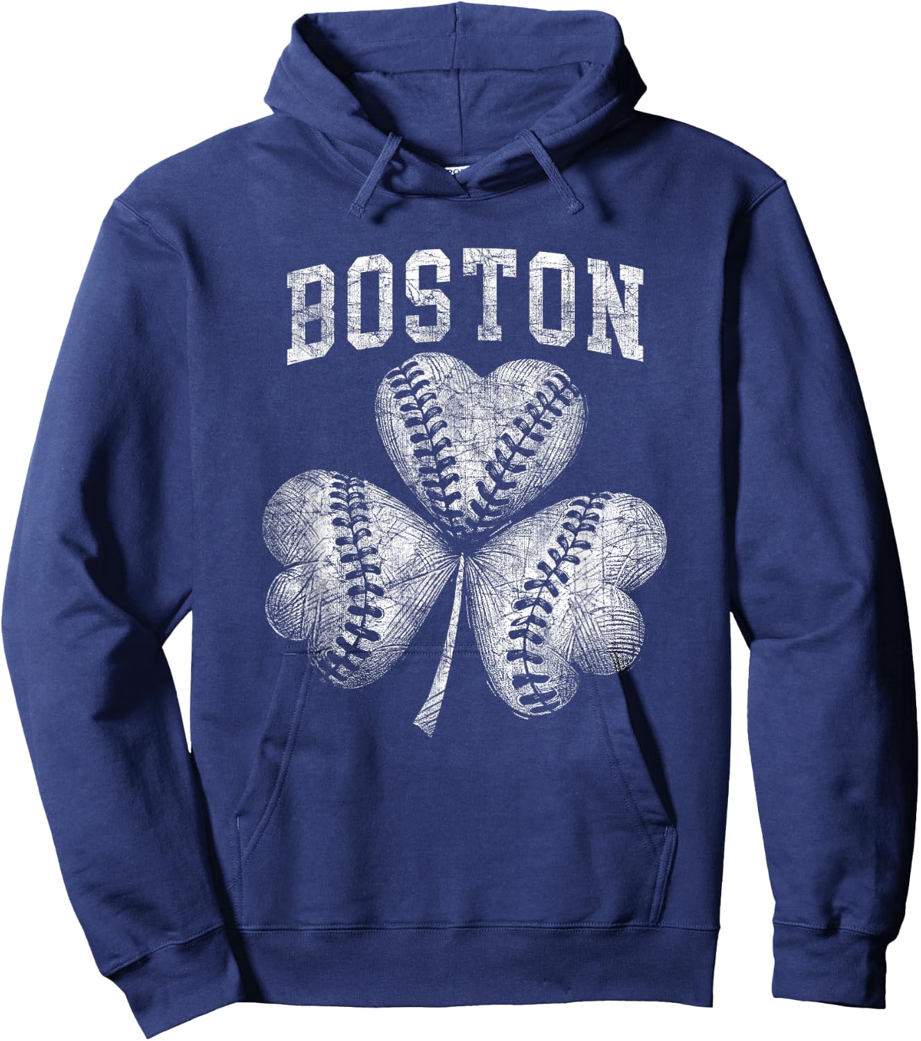 Vintage Shamrock St Patrick's Boston Irish American Hoodie - Hoodie | Navy