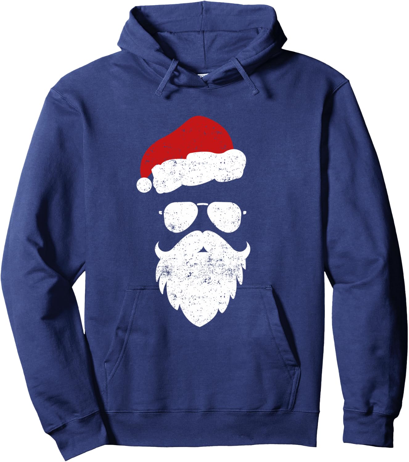 Hipster Santa Beard Aviator Sunglasses and Hat Shirt Hoodie - Hoodie | Navy