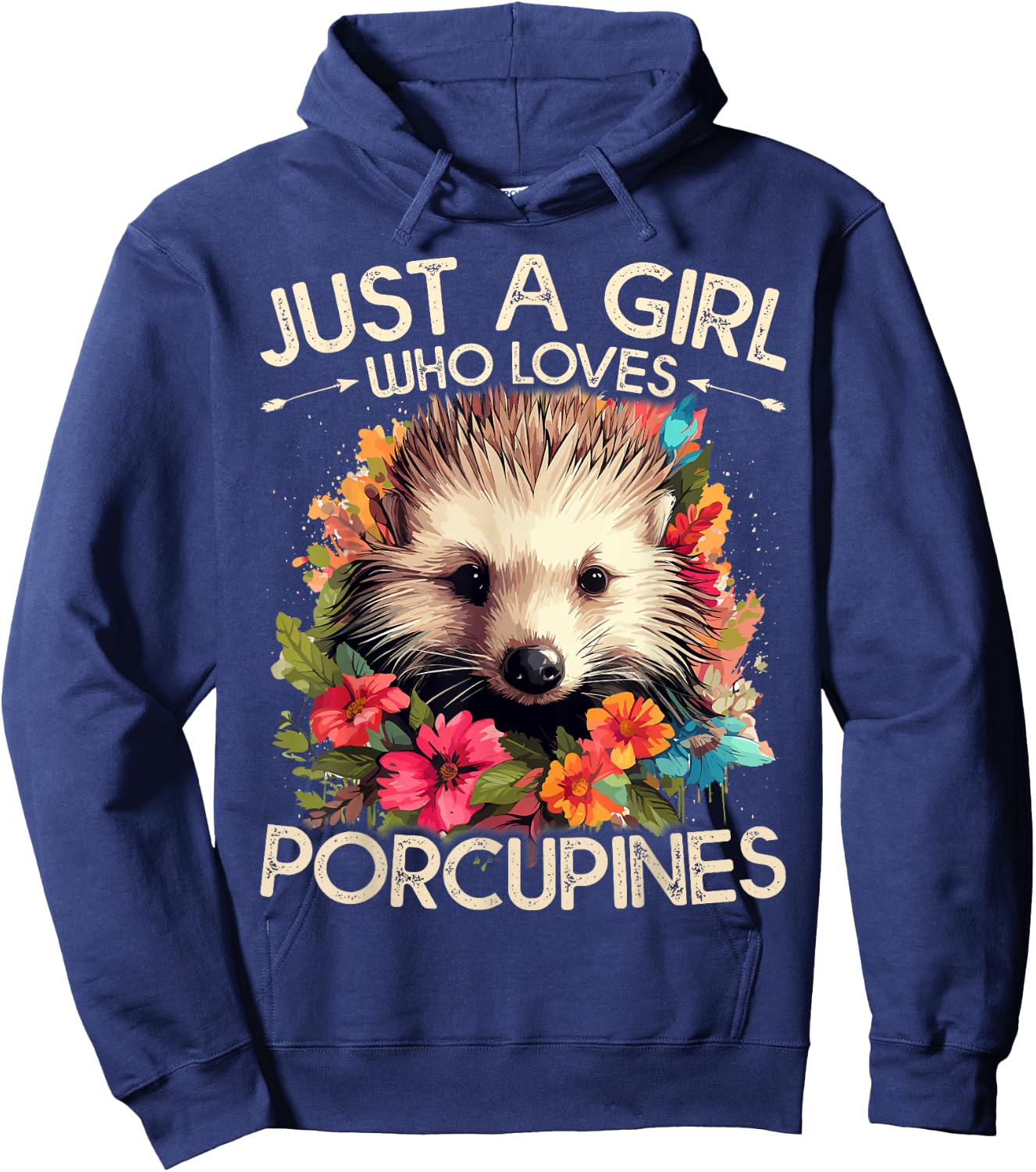 Floral Porcupine Just A Girl Who Loves Porcupines Hoodie - Hoodie | Navy