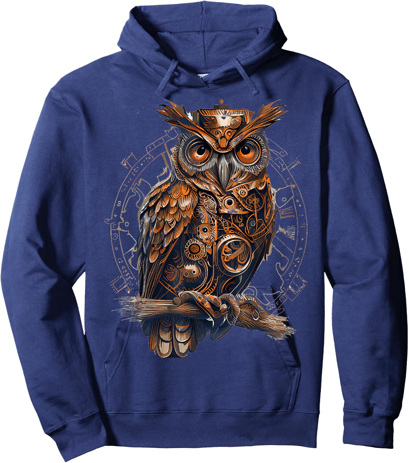 Steampunk Owl Mechanical Gears Bird Industrial Gothic , black Hoodie - Hoodie | Navy