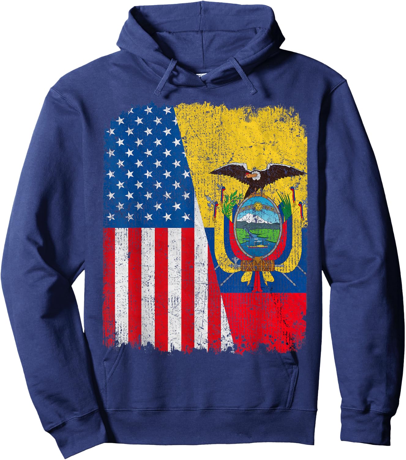 Ecuadorian American Flag Half USA Ecuador Root Proud Hoodie - Hoodie | Navy