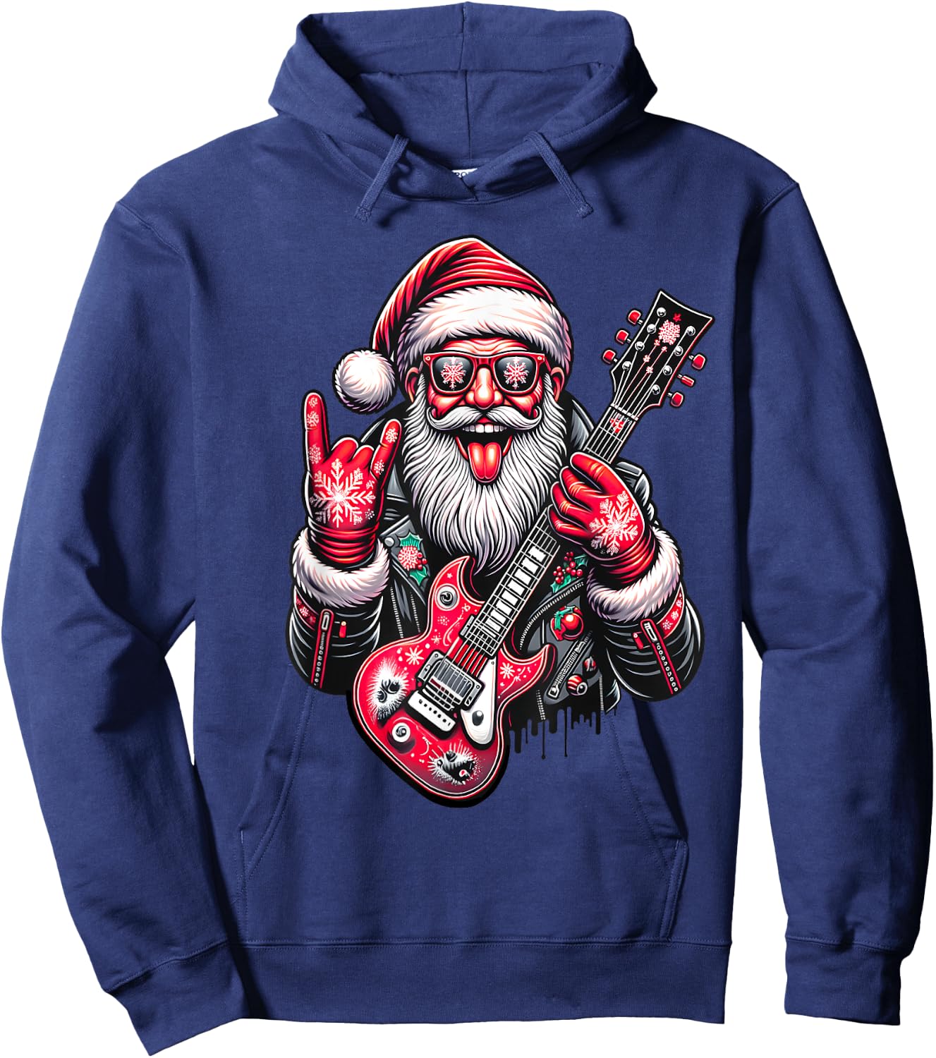 Vintage Rock & Roll Santa Claus Shirt Boys Hoodie - Hoodie | Navy