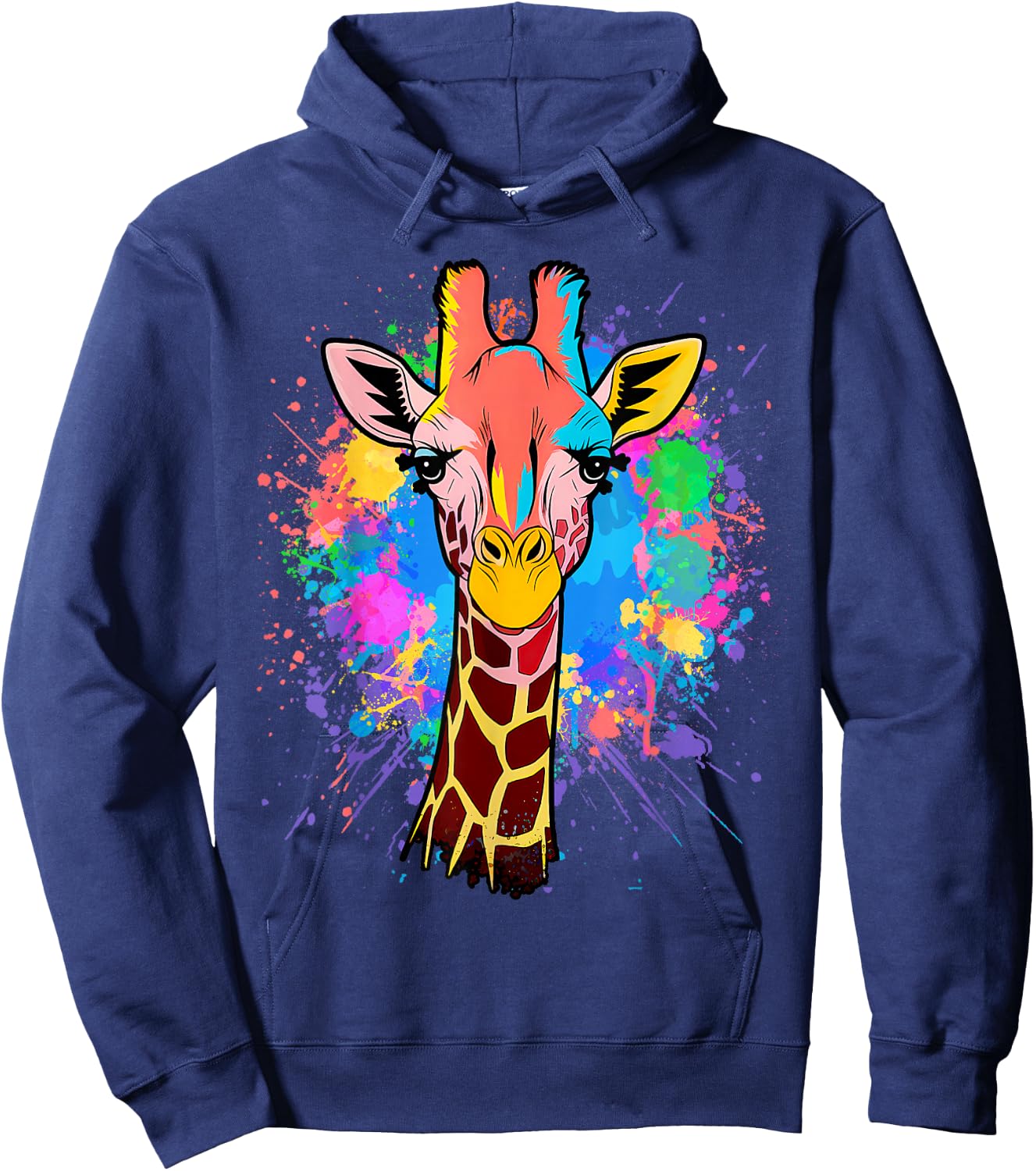 Giraffe Men Woman Colorful Watercolor Giraffe Hoodie - Hoodie | Navy