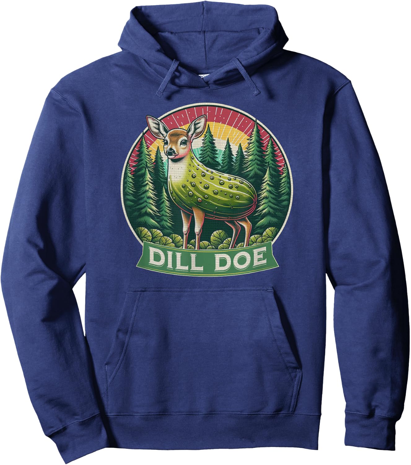Dill Doe Funny Deer Pickle Redneck Nature Adult Humor Hoodie - Hoodie | Navy
