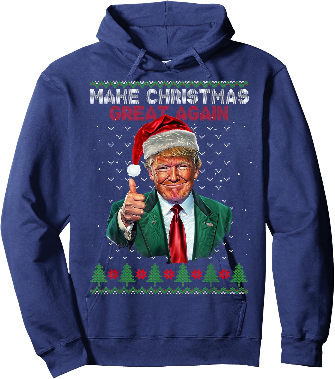 Trump Make Christmas Great Again Ugly Christmas Jumper , Black, S Hoodie - Hoodie | Navy