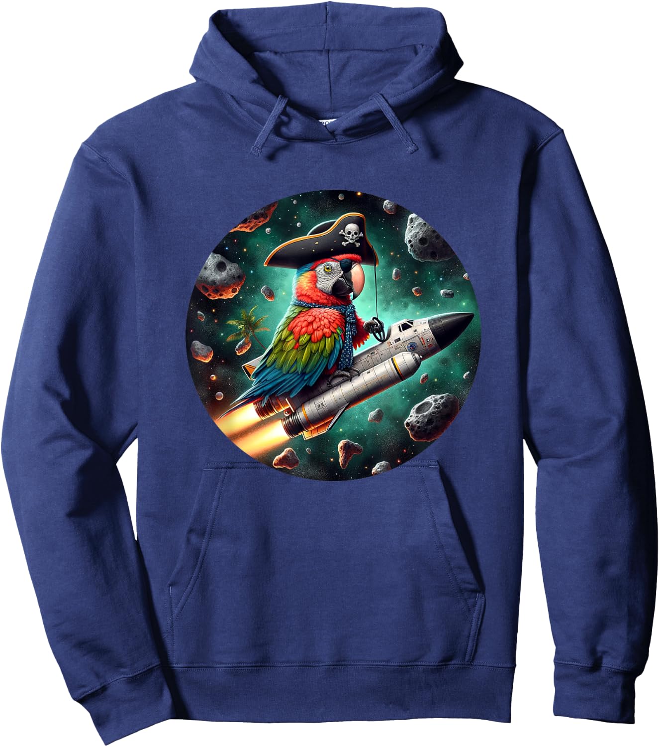 Funny Pirate Parrot in Space Hoodie - Hoodie | Navy