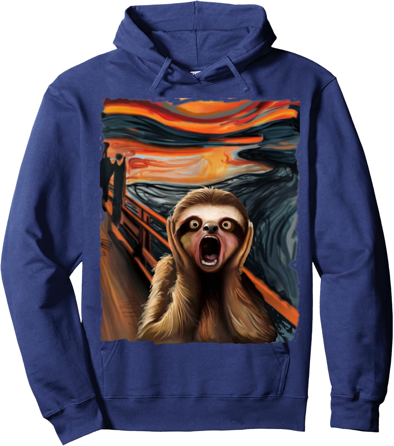 Expressionist Scream Sloth Lovers Sloth Scream Parody Art Hoodie - Hoodie | Navy