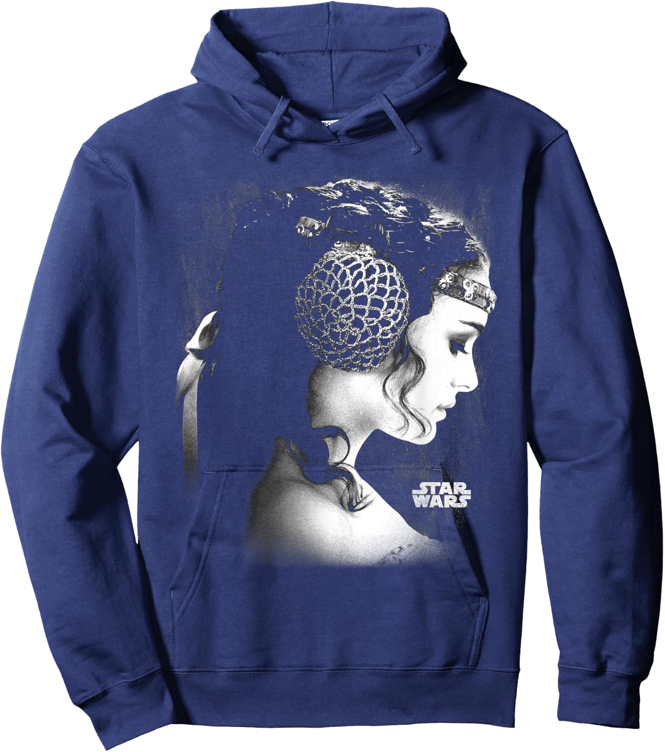 Star Wars Padme Amidala Black & White Side Profile Portrait Hoodie - Hoodie | Navy