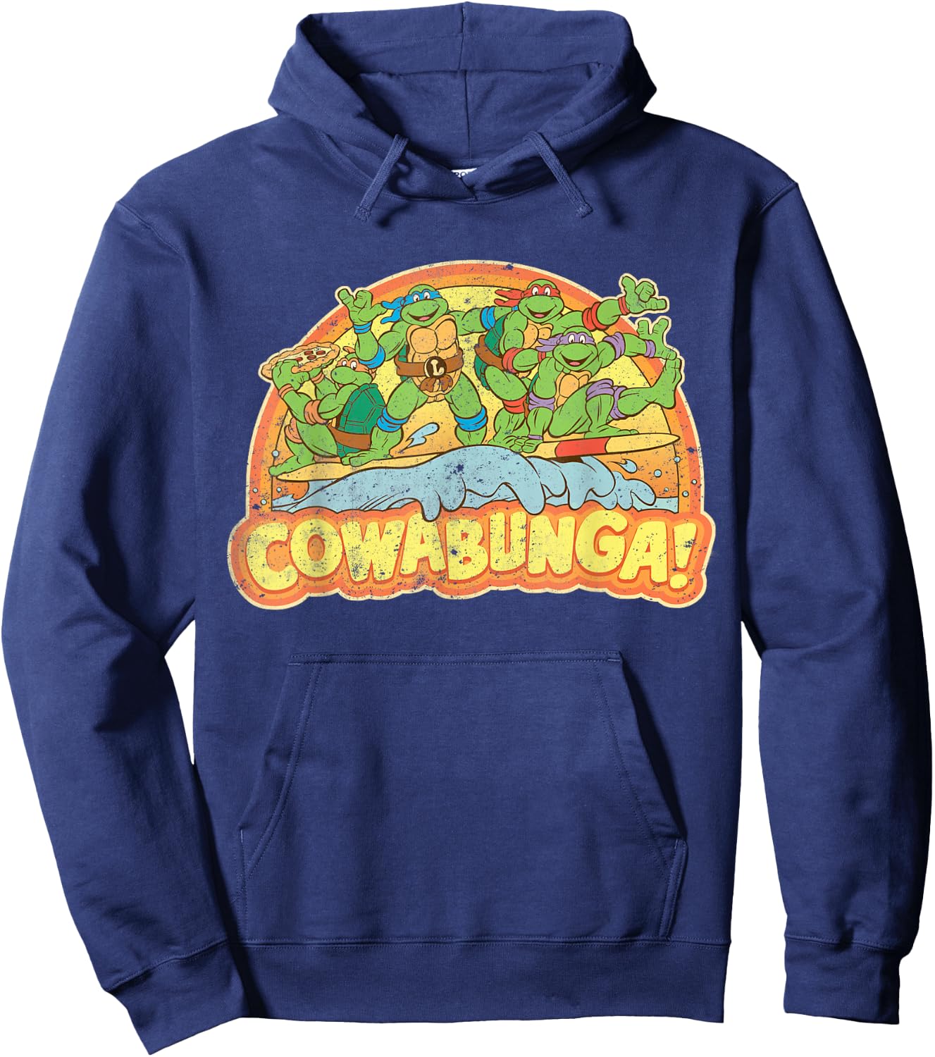 Teenage Mutant Ninja Turtles Gang Retro Cowabunga Hoodie - Hoodie | Navy