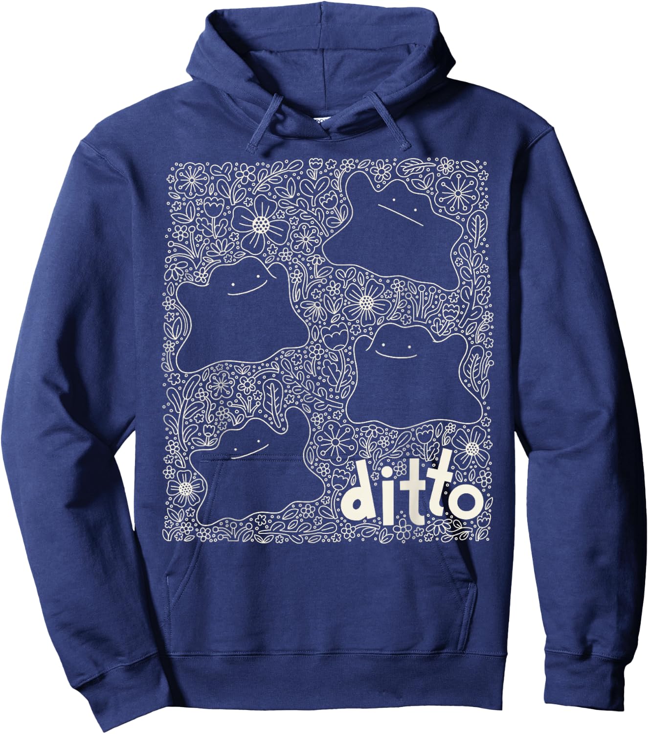 Pokémon - Generation 1 - Ditto Dainty Florals Background Hoodie - Hoodie | Navy