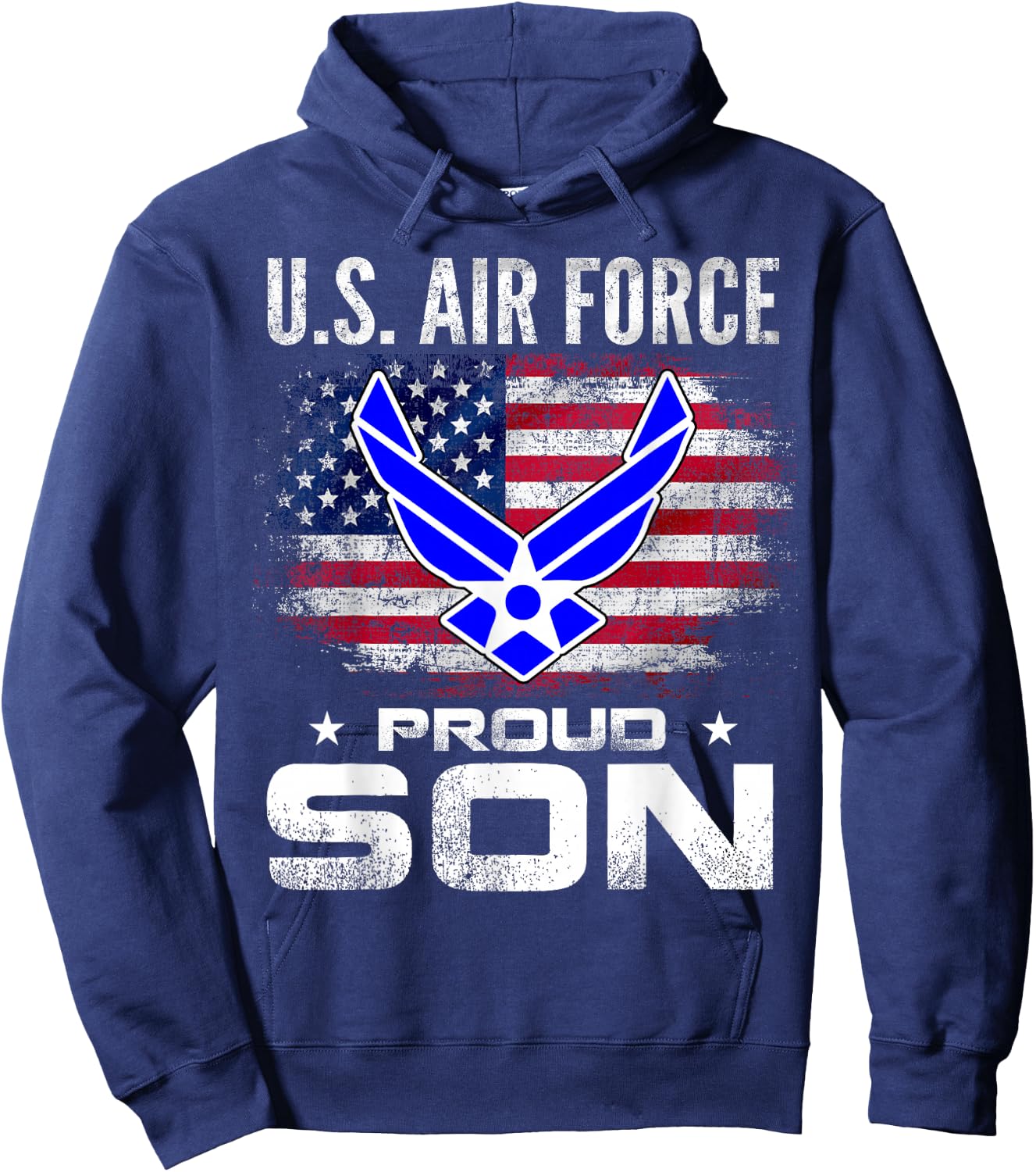 U.S Air Force Proud Son With American Flag Gift Veteran Hoodie - Hoodie | Navy