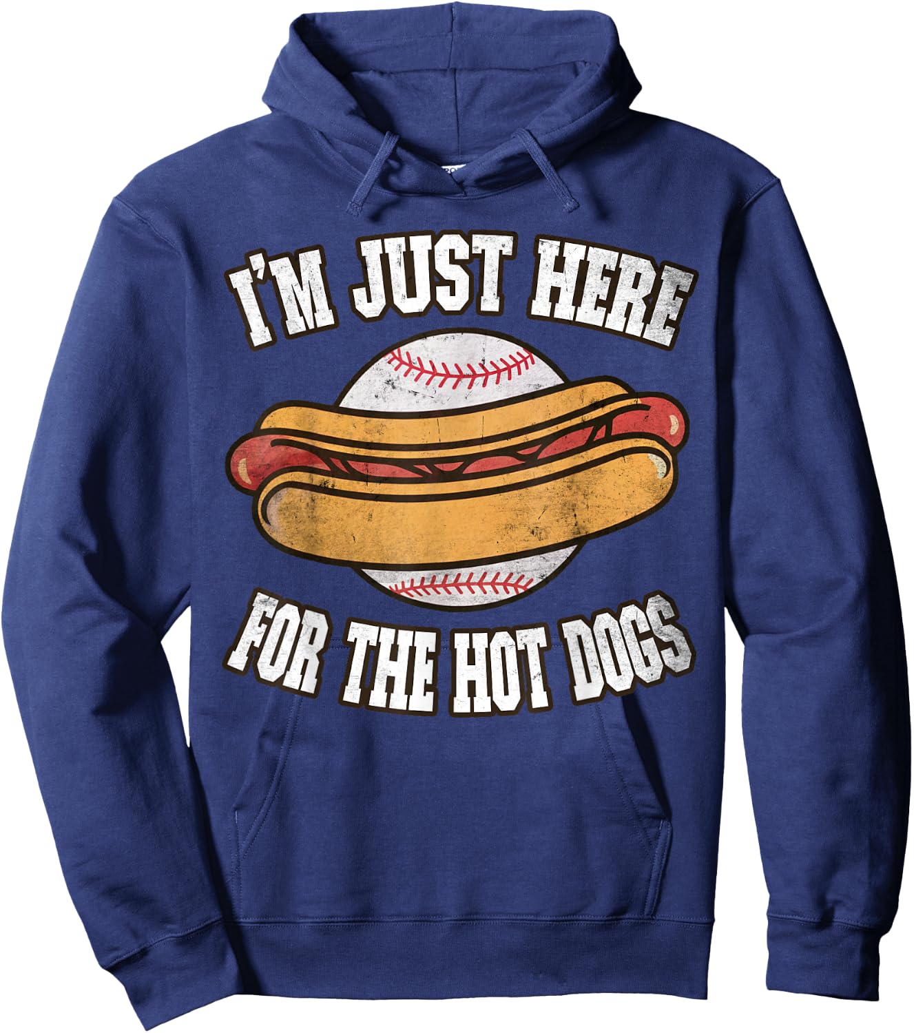 I'm just here for The Hot Dogs Ballpark Playing Baseball Hoodie - Hoodie | Navy