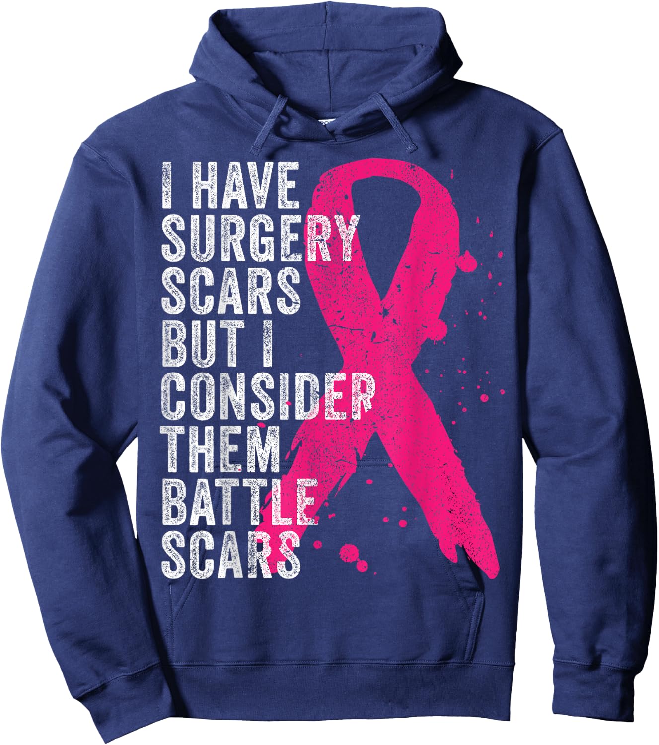 Surgery Battle Scars Breast Cancer Awareness Shirt Hoodie - Hoodie | Navy