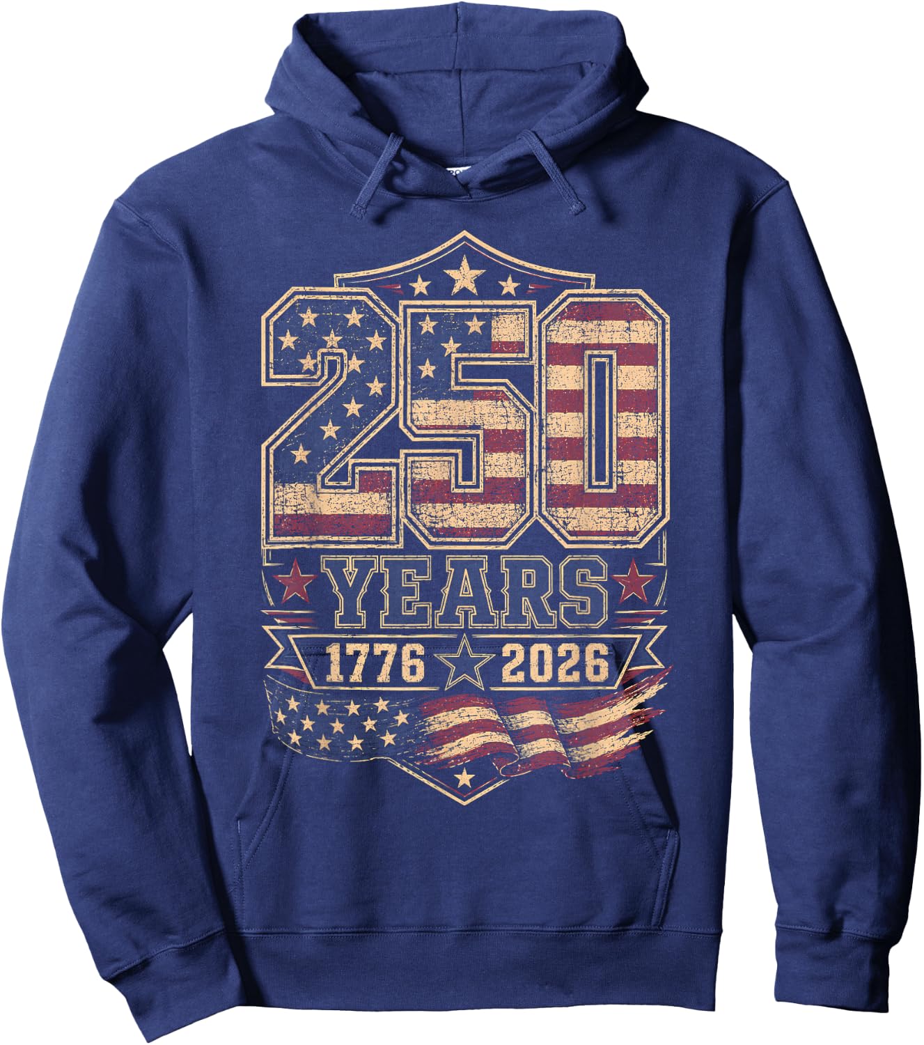 250th Anniversary USA 2026 American Flag Patriotic Freedom Hoodie - Hoodie | Navy