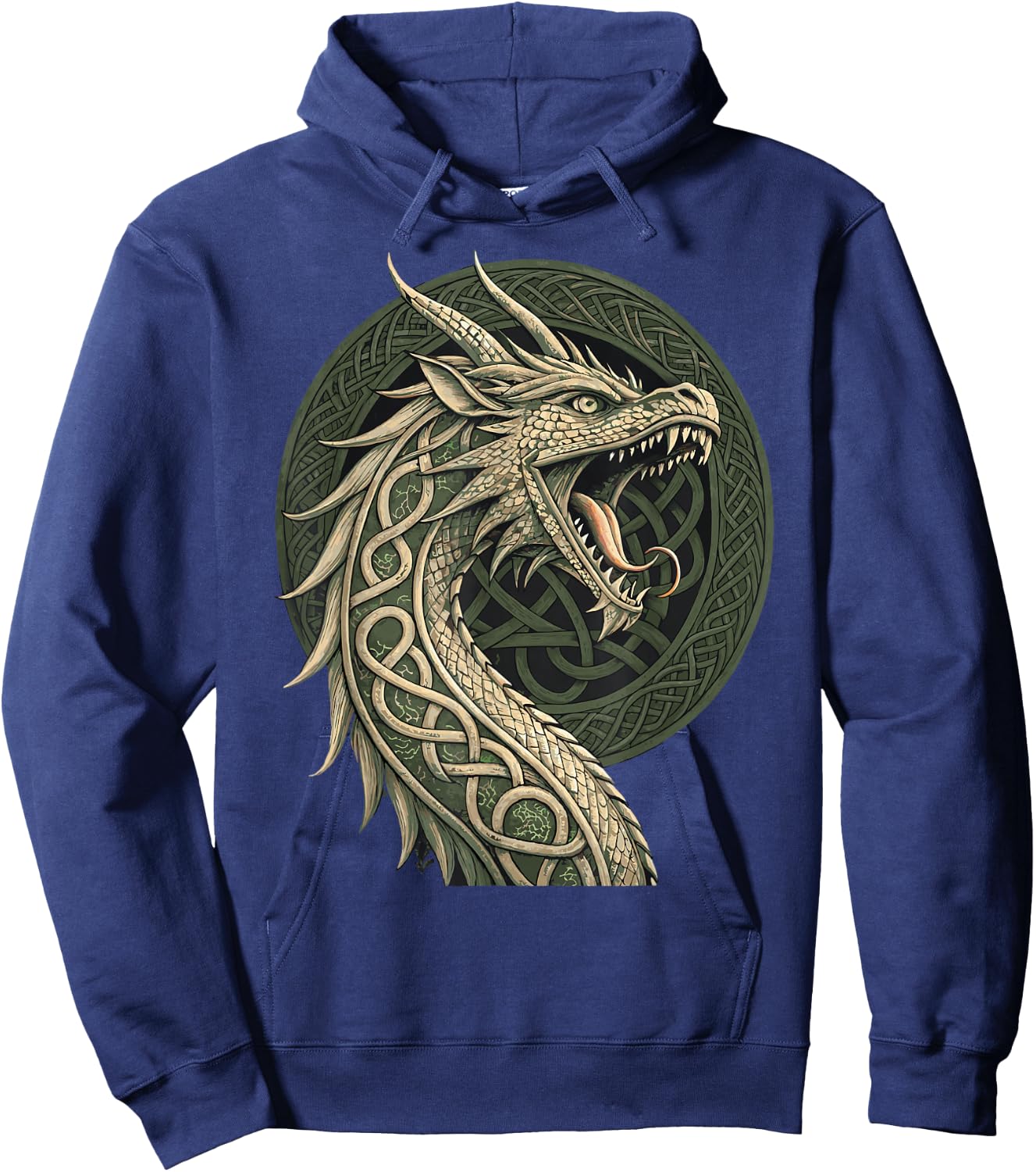 Nordic Rune Dragon – Viking Knotwork Norse Hoodie - Hoodie | Navy