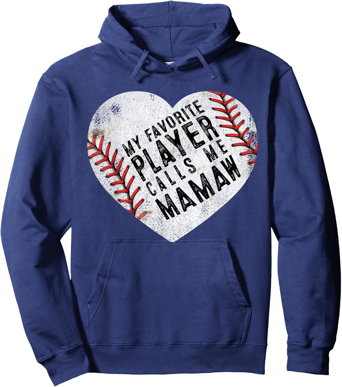 My Favorite Player Calls Me Mamaw Women Baseball Heart Hoodie - Hoodie | Navy