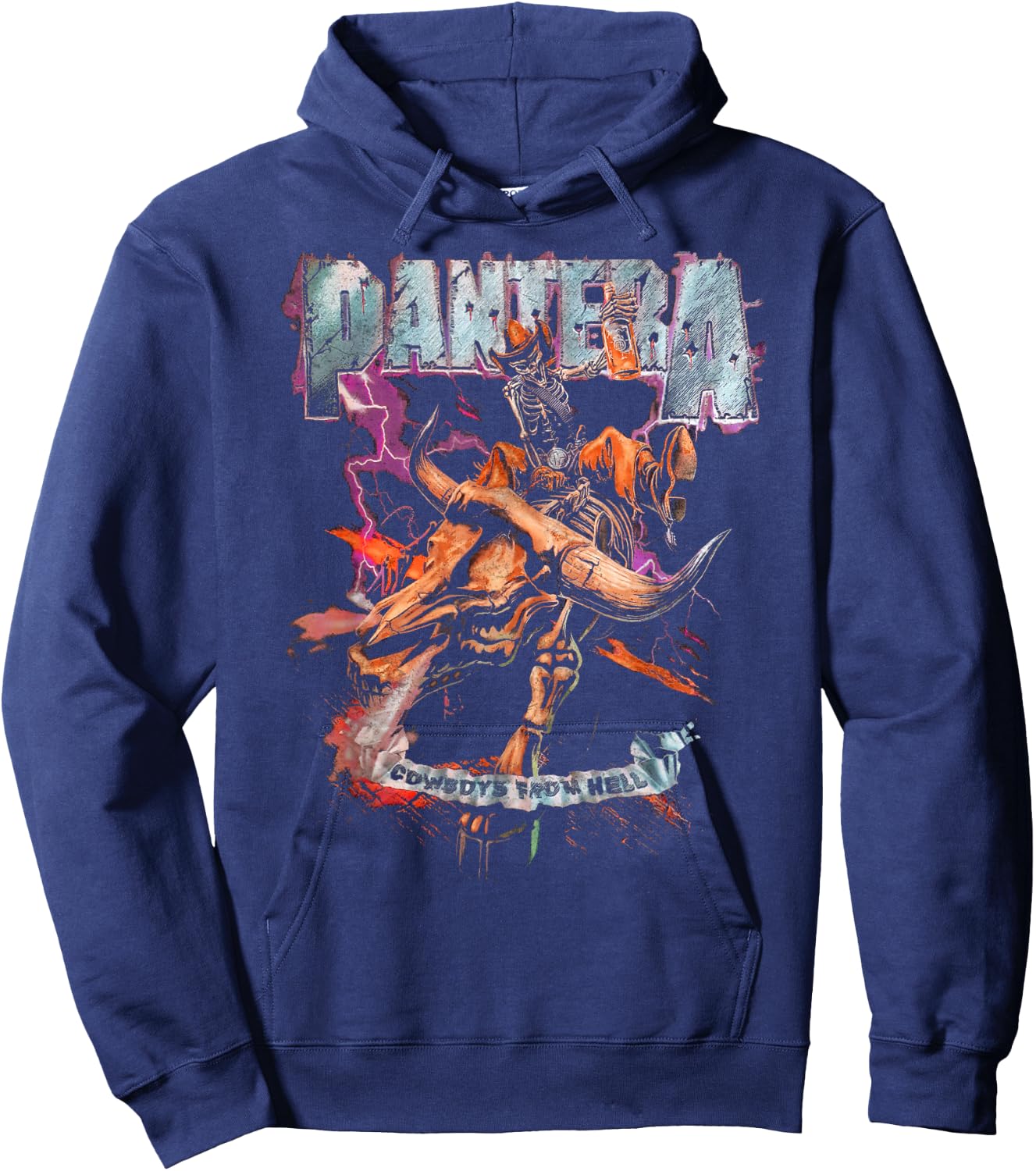 Pantera Official Cowboys of Hell Riding Skeleton , black Hoodie - Hoodie | Navy