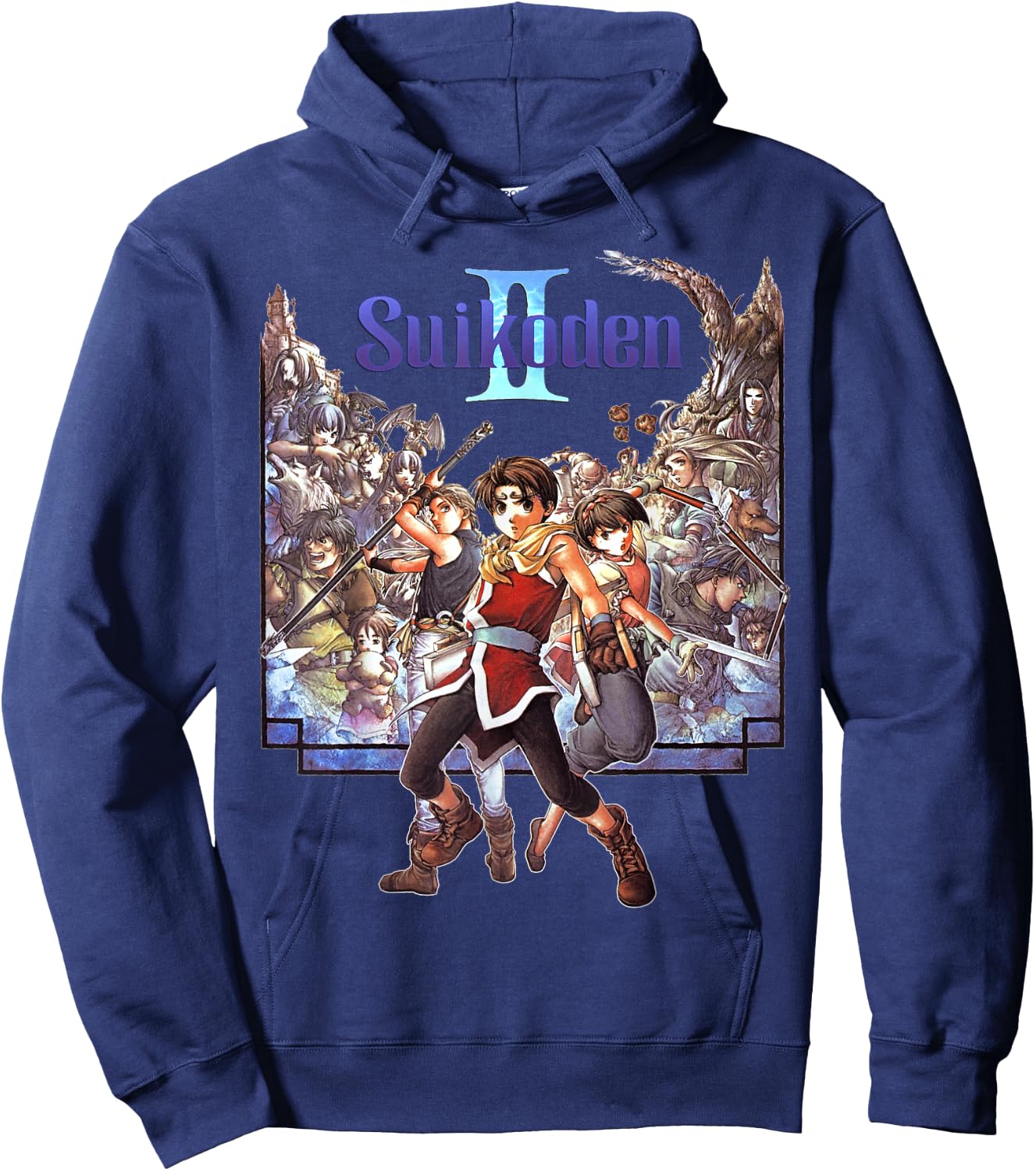Suikoden II Box Art Episches Abenteuer, Retro-Spiel, Hommage Art Hoodie - Hoodie | Navy