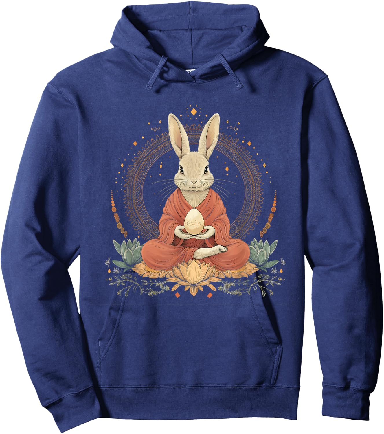 Zen Bunny Mandala - Spiritual Easter Art Hoodie - Hoodie | Navy