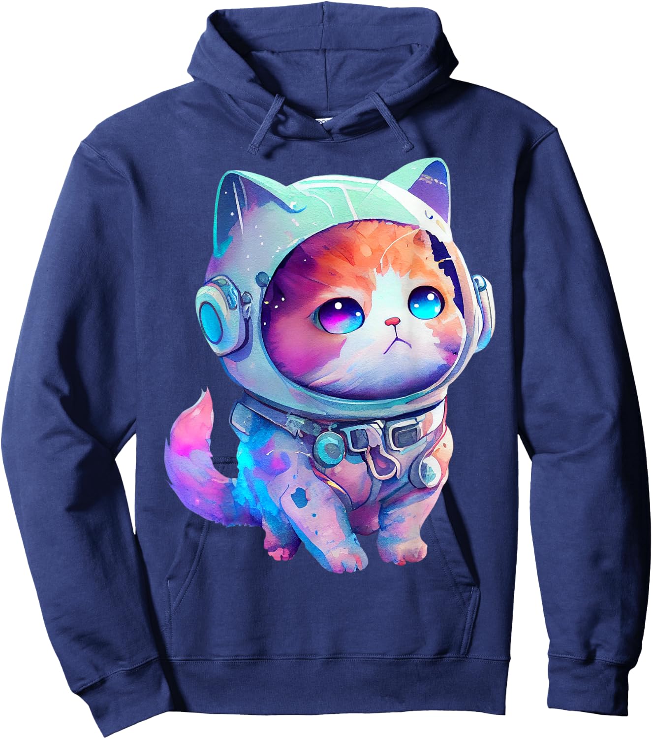 Funny Space Cat Gifts Men Women Kids Space Astronaut Cat Hoodie - Hoodie | Navy