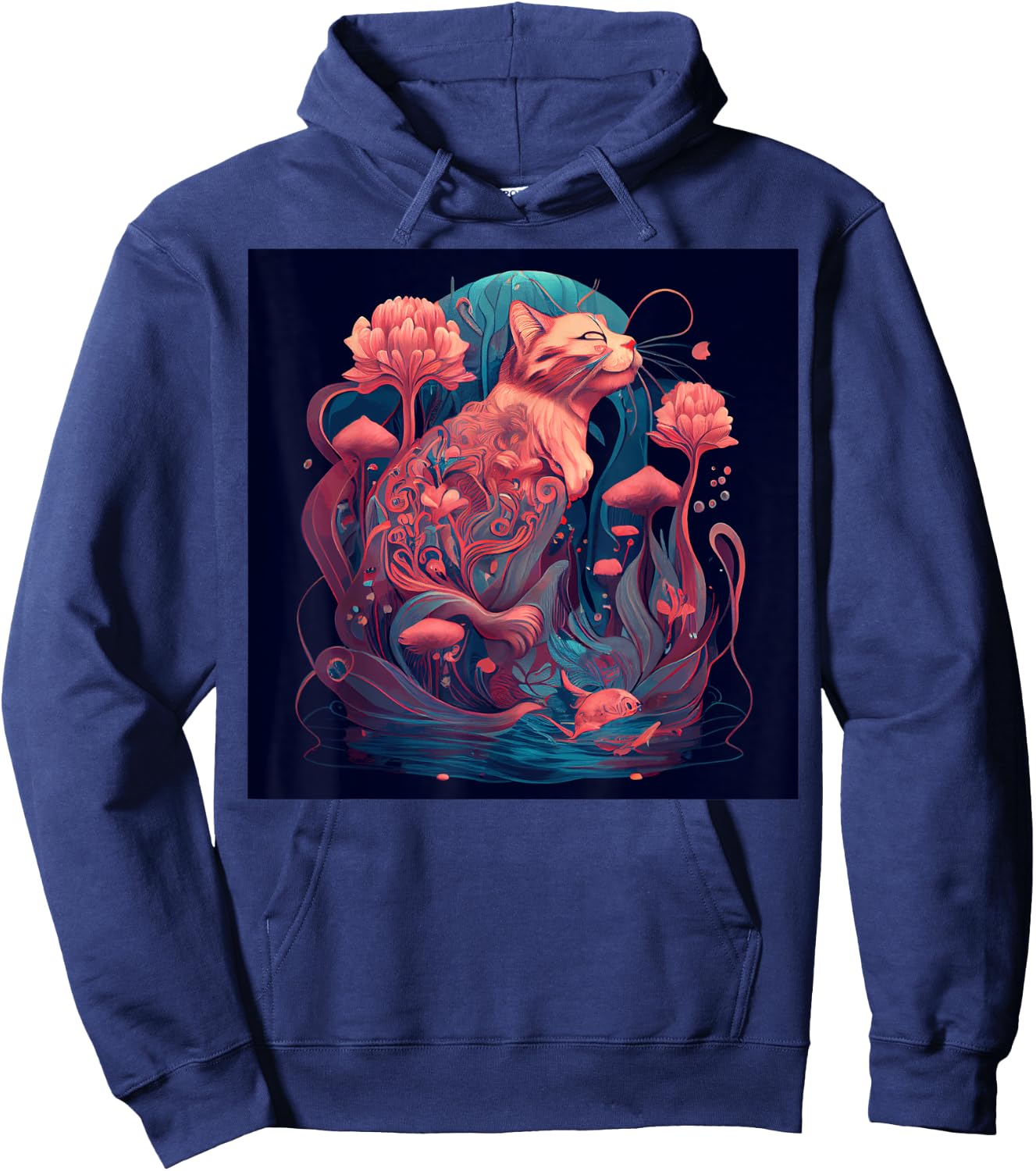 Cat Flamingo Underwater Women Kids Hoodie - Hoodie | Navy
