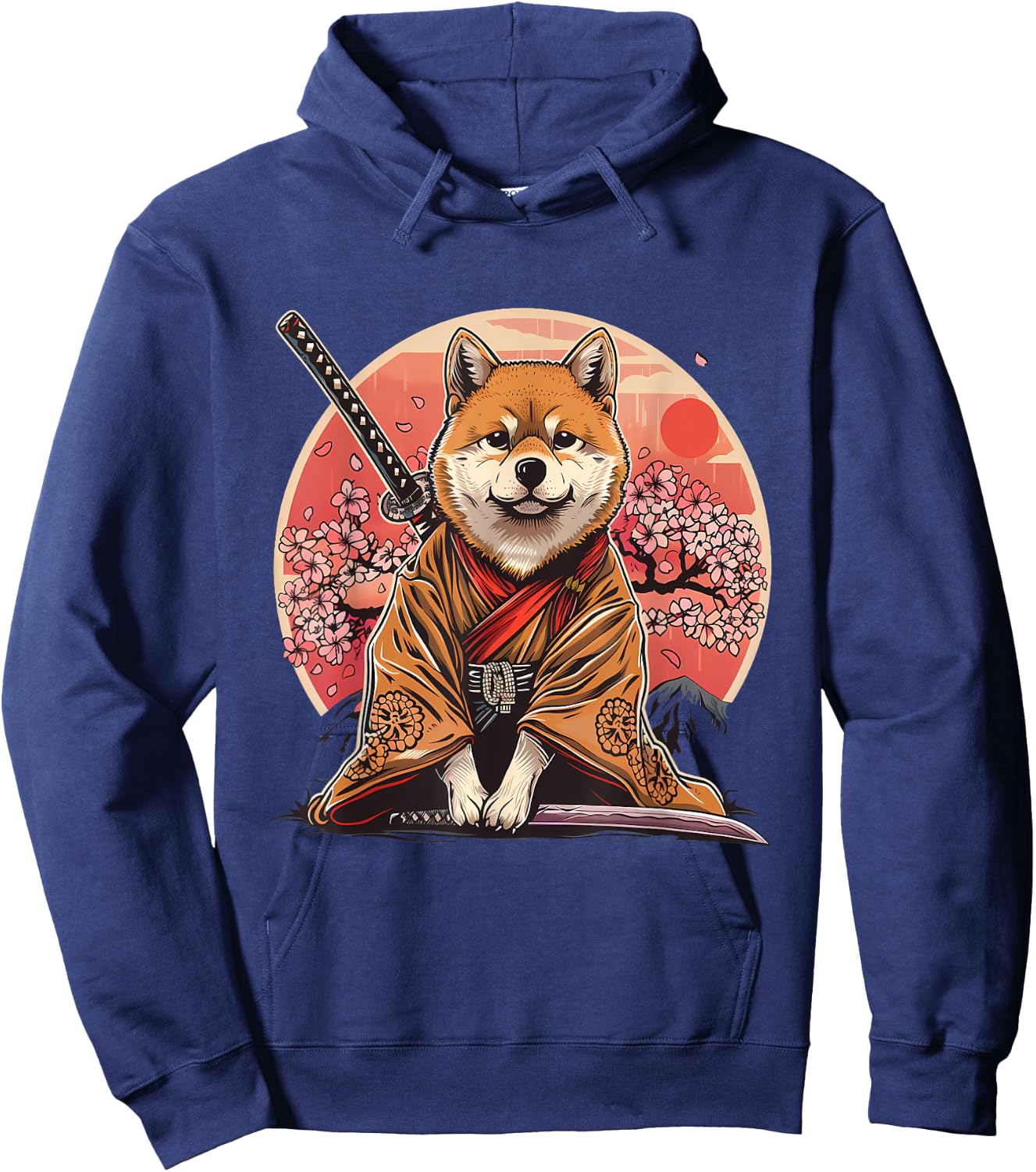 Samurai Akita Dog Anime Sakura Japanese Akita Dog Lover Hoodie - Hoodie | Navy