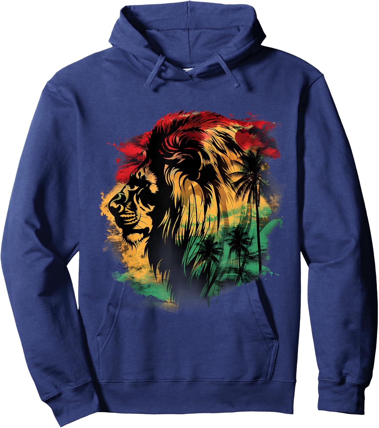 Rasta Reggae Lion Rastafarian Roots Lion Of Judah Jamaica Hoodie - Hoodie | Navy