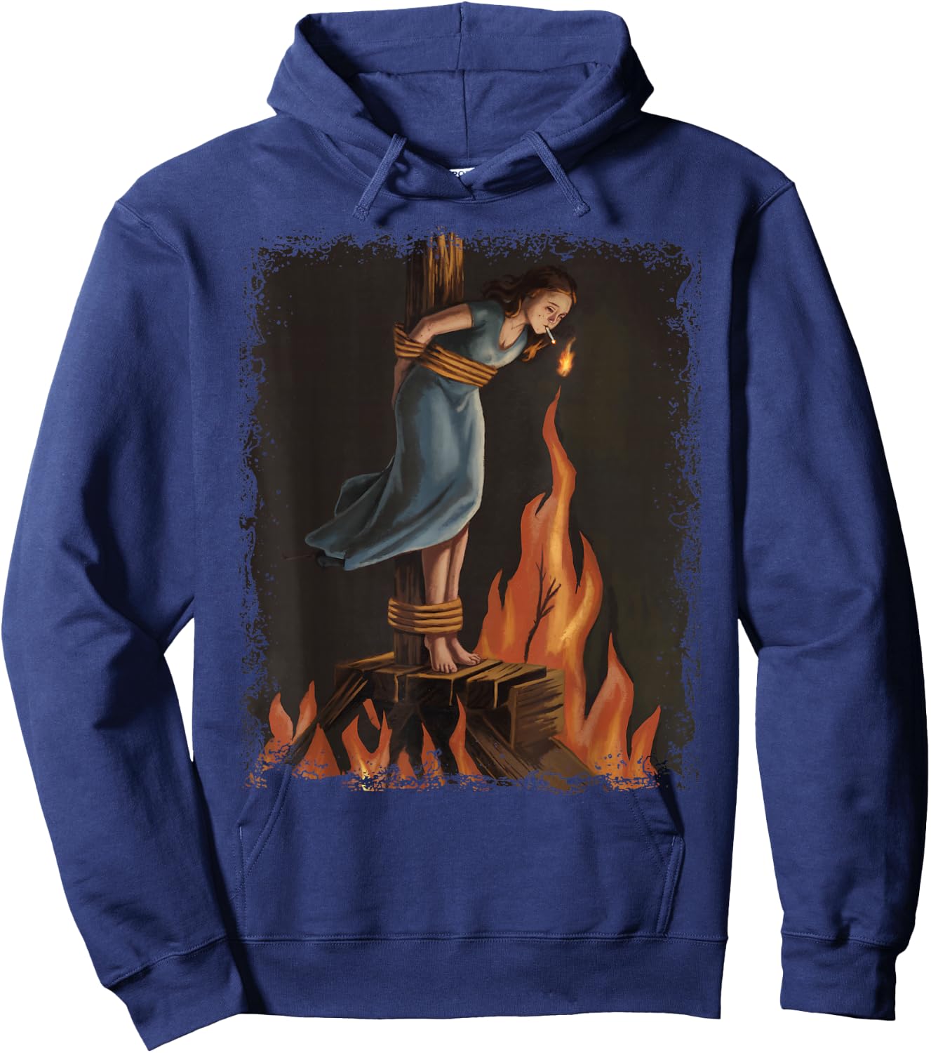 Witch Lighting Cigarette With Flames Occult Unholy Funny Hoodie - Hoodie | Navy
