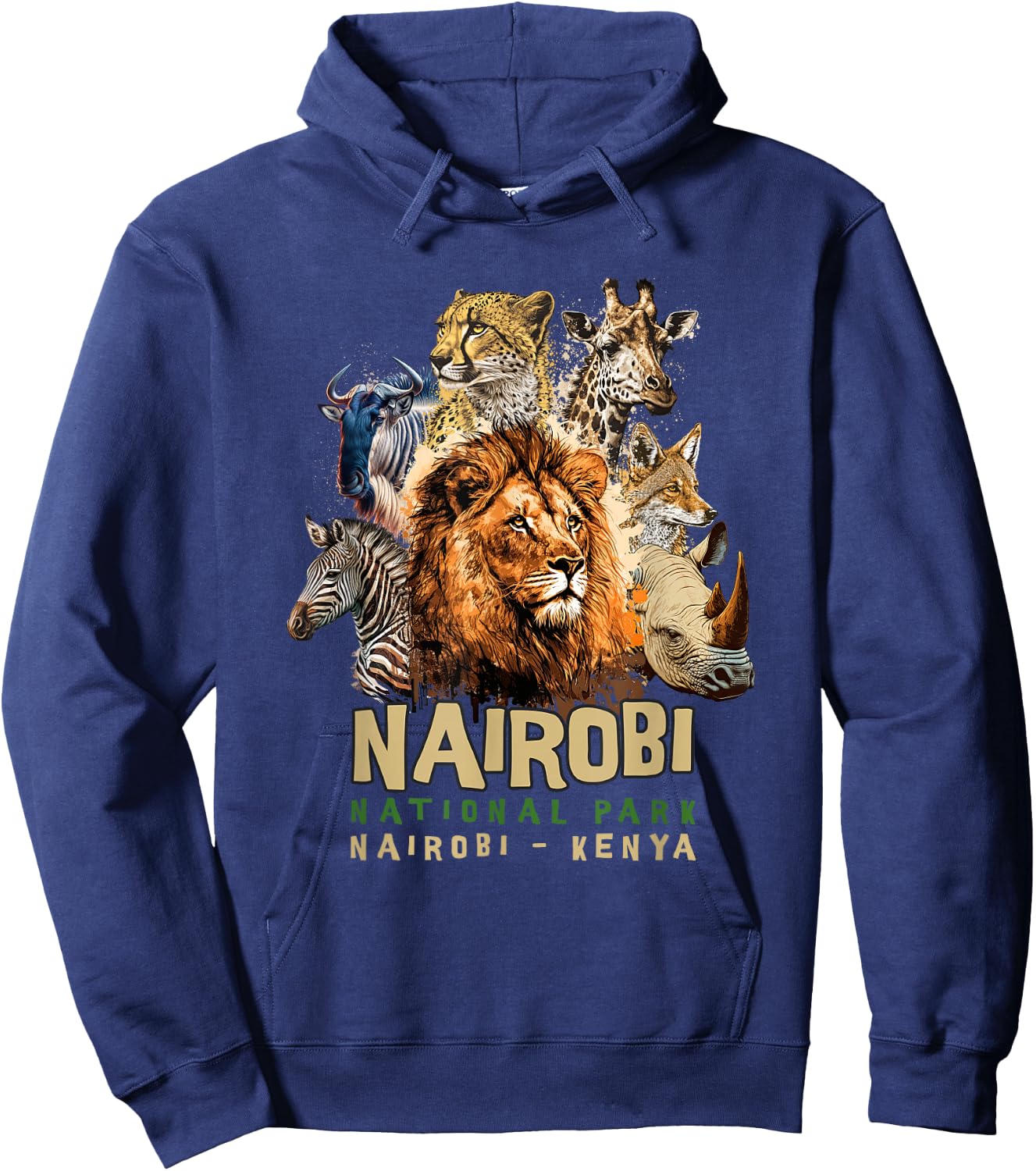 Animals in African Nairobi National Park Safari Kenya Hoodie - Hoodie | Navy