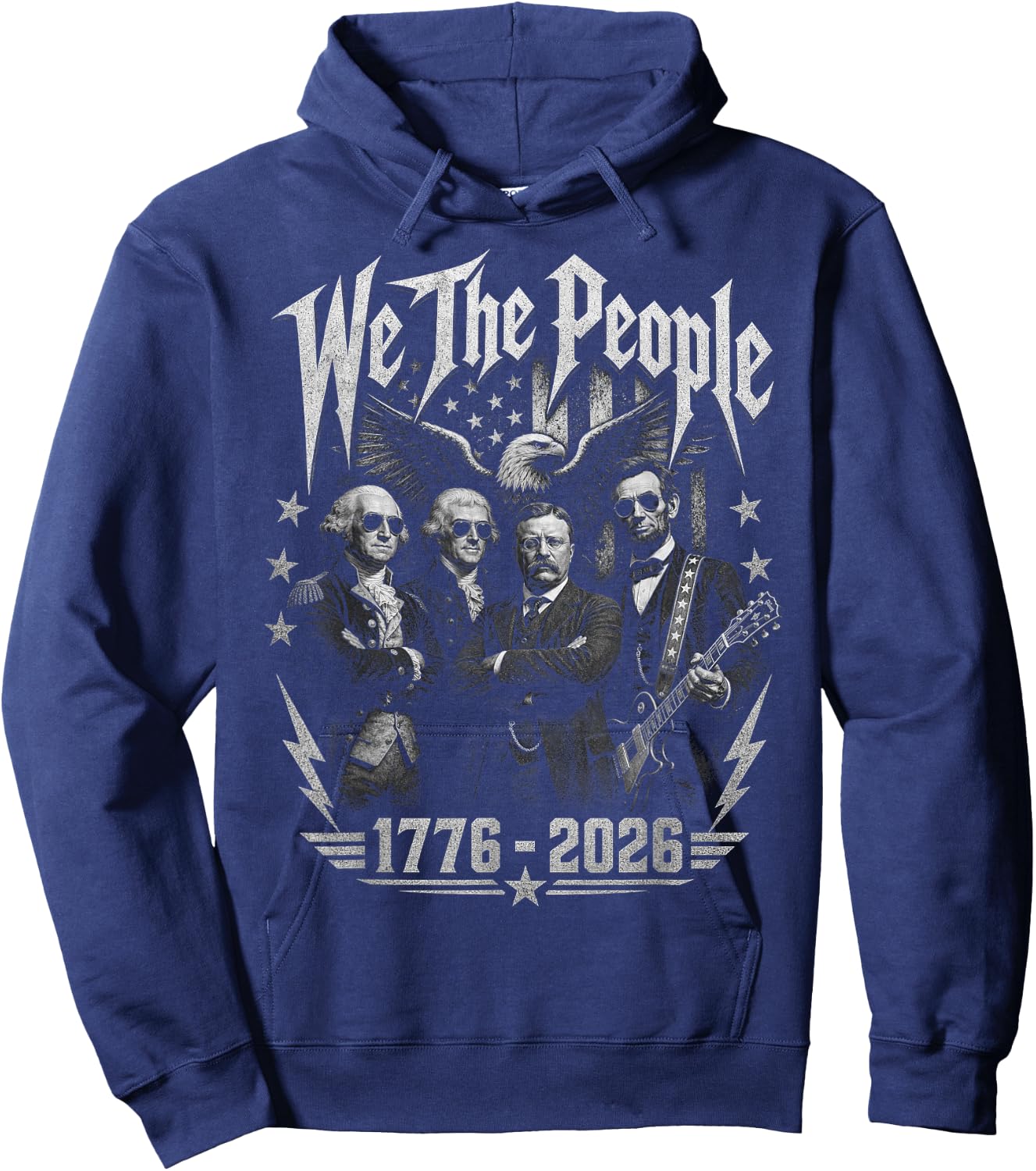 We The People President Rock Music Band 250th Lincoln Guitar Hoodie - Hoodie | Navy