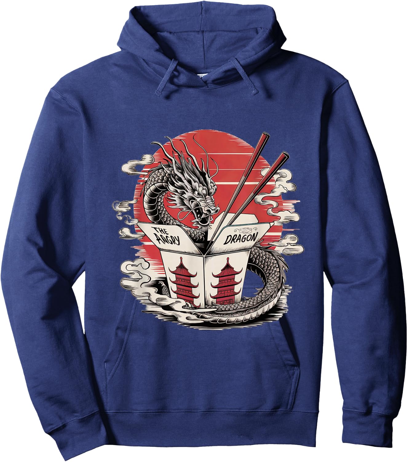 Angry Dragon Takeout – Asian Food Box & Ramen Dragon Design Hoodie - Hoodie | Navy