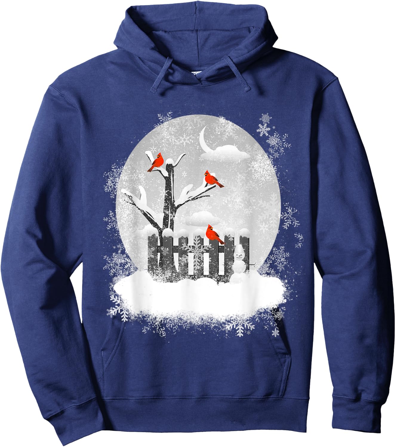 Red Cardinal Birds Winter Scene Hoodie - Hoodie | Navy