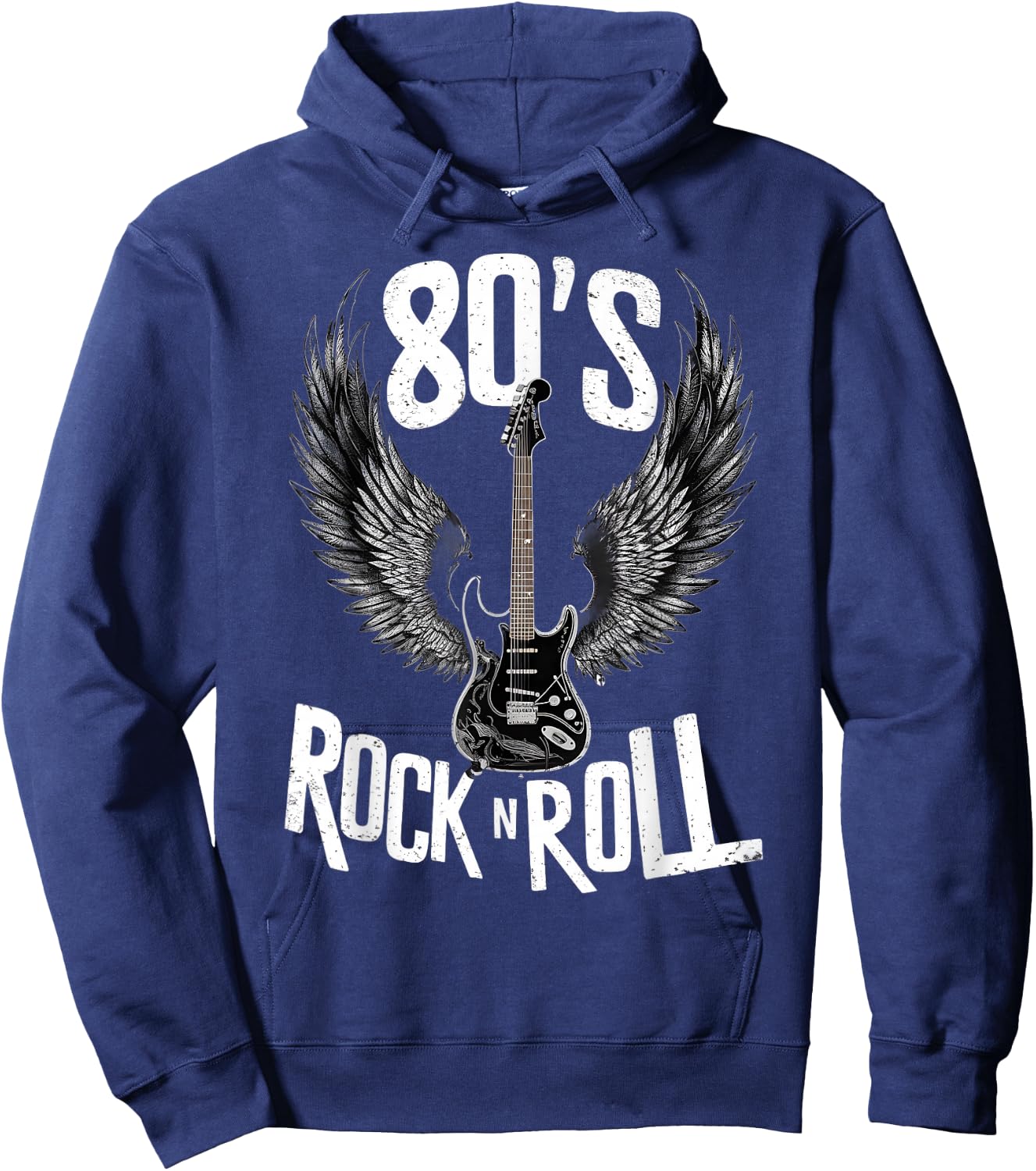 Vintage Guitar Wings, Music Rock & Roll Retro 70s & 80s , Black, S Hoodie - Hoodie | Navy