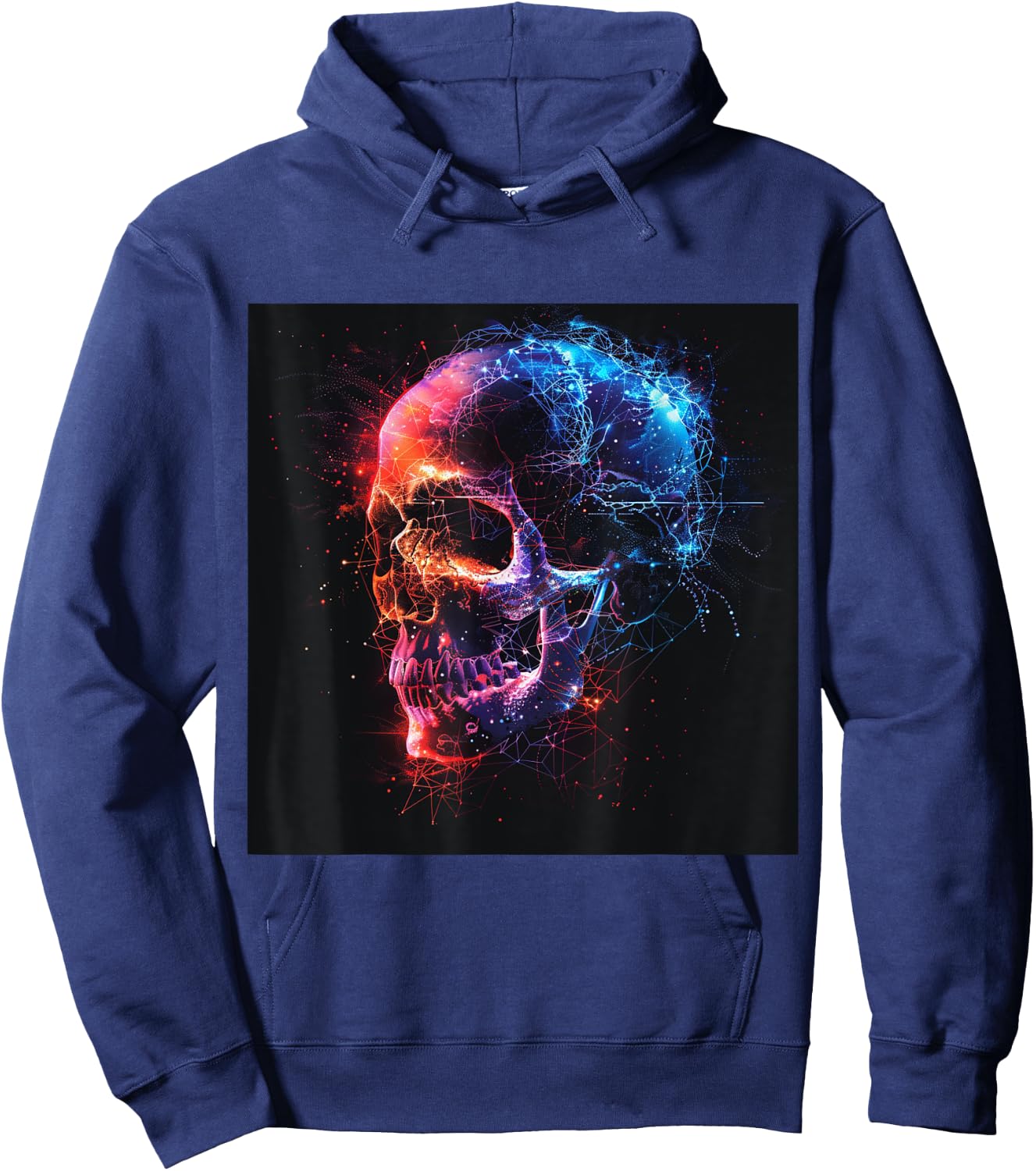 Skeleton Skull Biker Rocker Skull Punk Rock , Black, S Hoodie - Hoodie | Navy